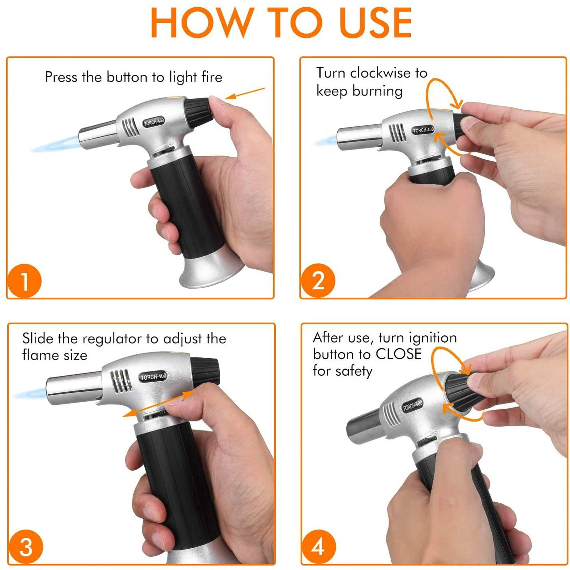 Culinary Butane Torch Lighter – Kitchen Blow Torch with Safety Lock & Adjustable Flame, Refillable Cooking Torch for Crème Brûlée & Baking - ClubOn