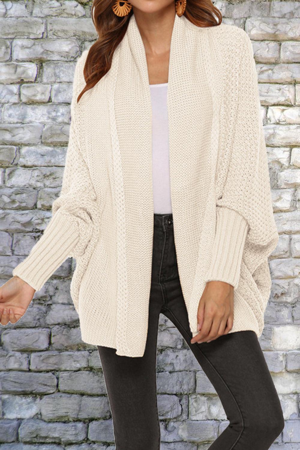 Angel Wings Open Front Dolman Sleeve Longline Cardigan - ClubOn