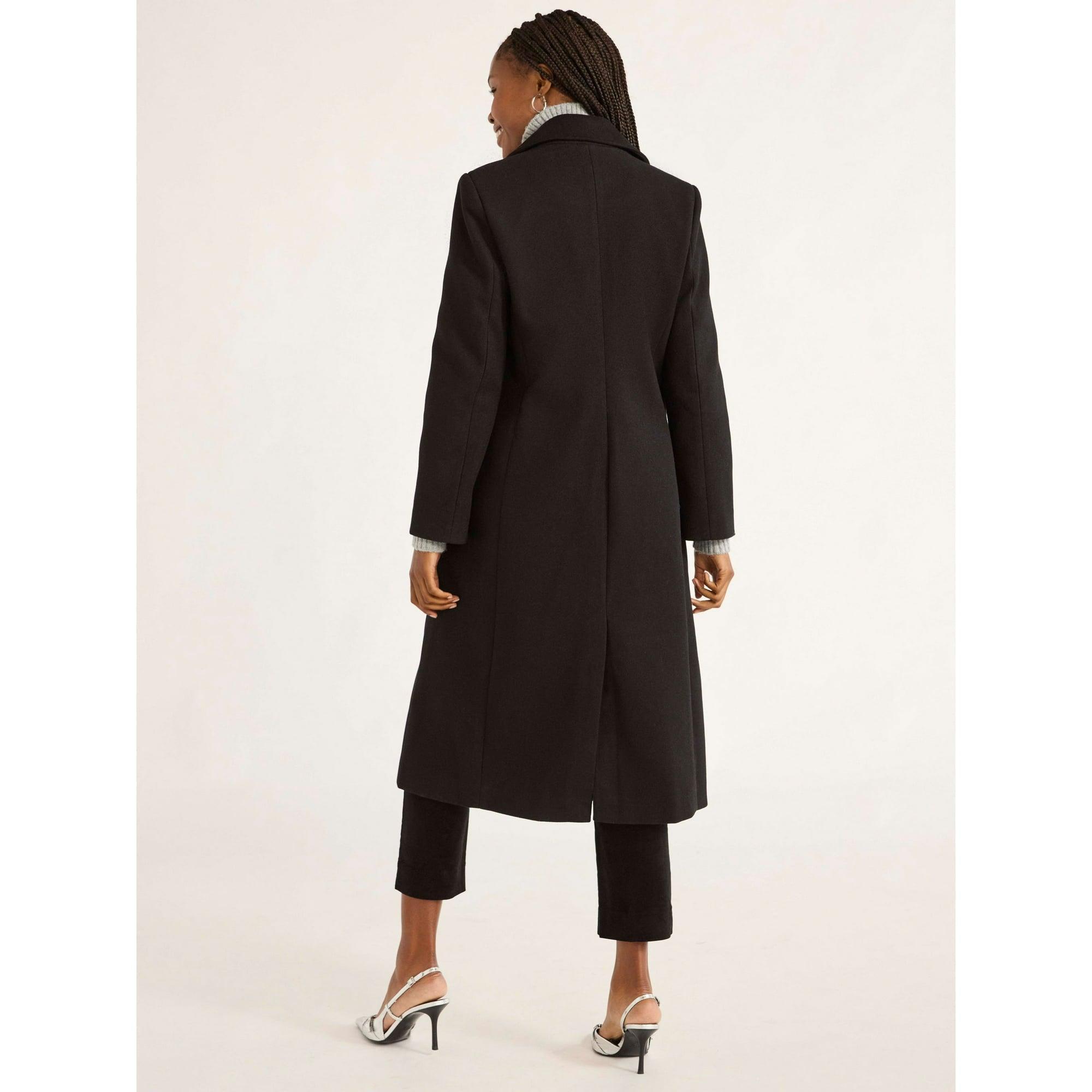 Free Assembly Women’s Faux Wool Long Coat, Sizes XS-XXXL | Warm & Stylish Outerwear - ClubOn