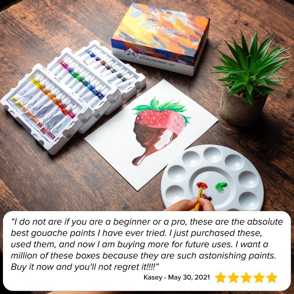 GenCrafts Gouache Paint Tubes Set of 24, 12ml for Painting & Illustrations - ClubOn