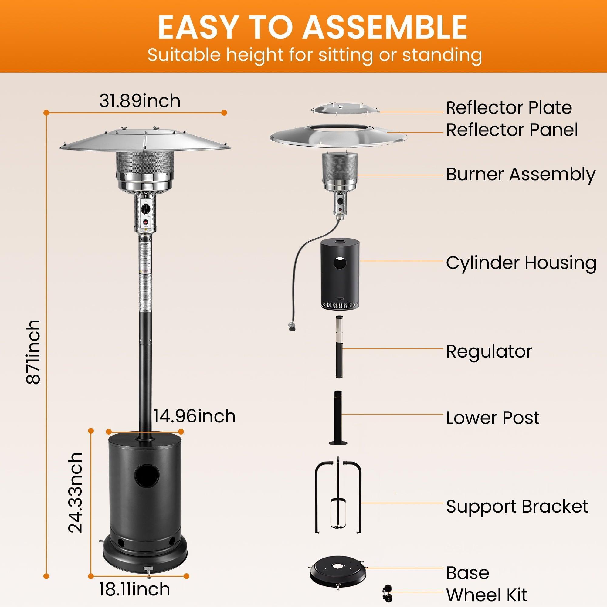 48,000 BTU Outdoor Patio Heater - Heavy Duty Stainless Steel - ClubOn