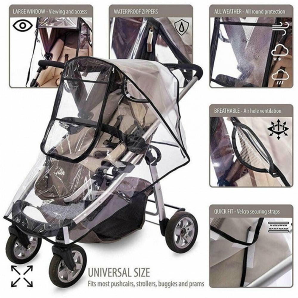 Ihvewuo Rainproof Stroller Cover, Universal Waterproof Transparent, for Wind, Snow & Dust, Clear - ClubOn