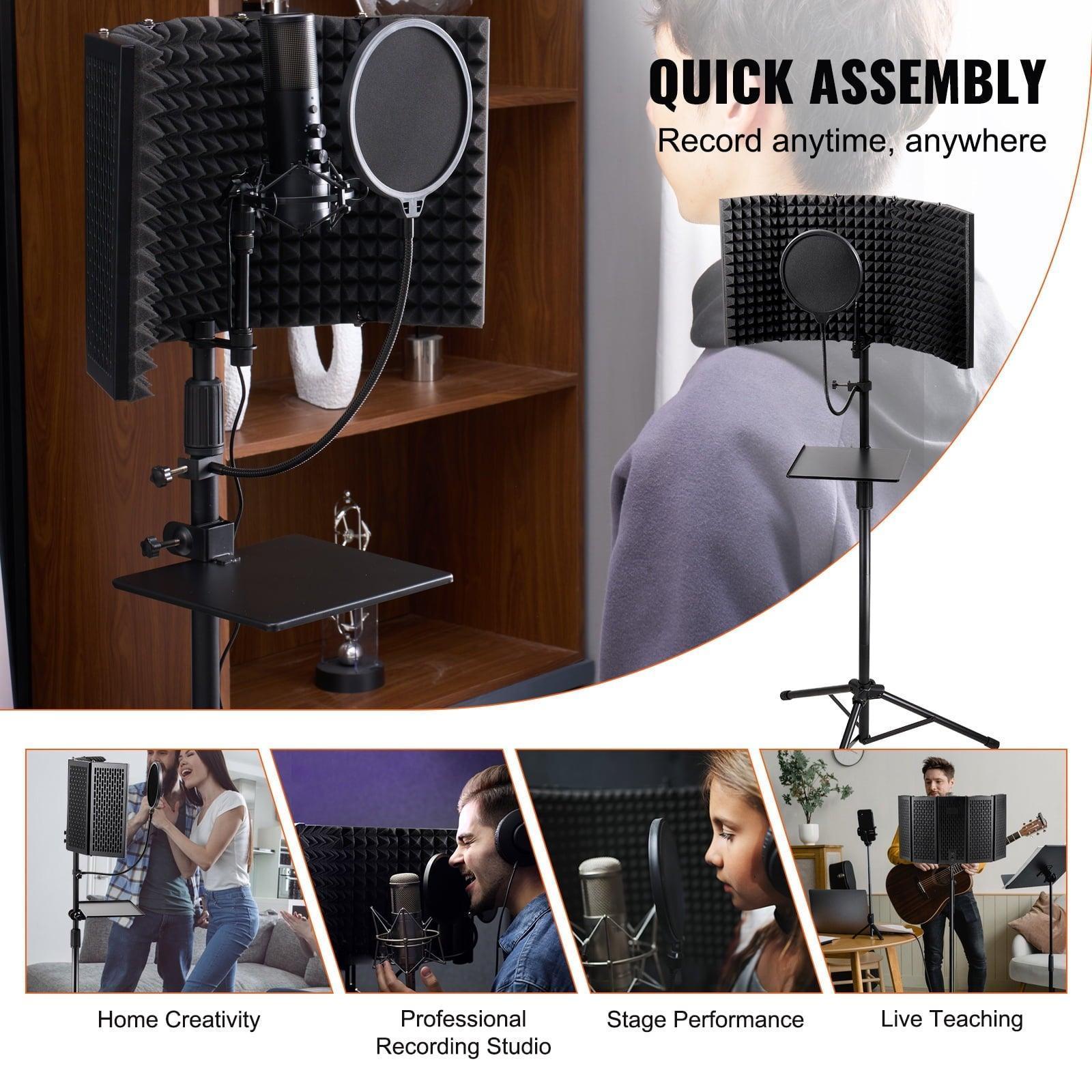 SKYSHALO 5-Panel Microphone Isolation Enclosure with Floor Tripod & Pop Filter - ClubOn