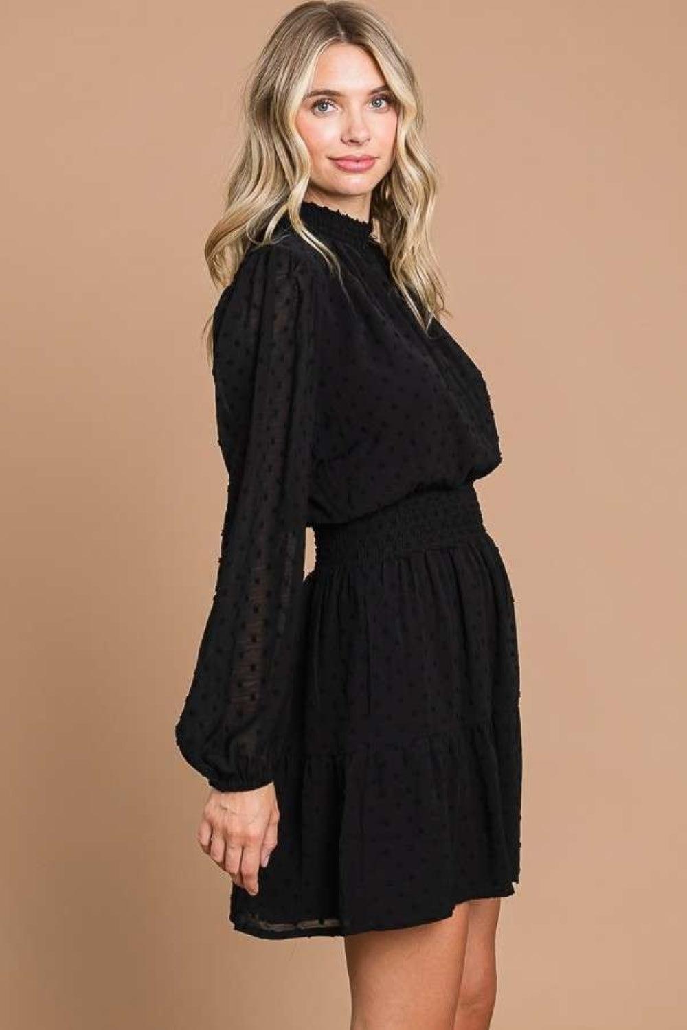 Culture Code Swiss Dot Smock Neck Mini Dress with Pockets - ClubOn