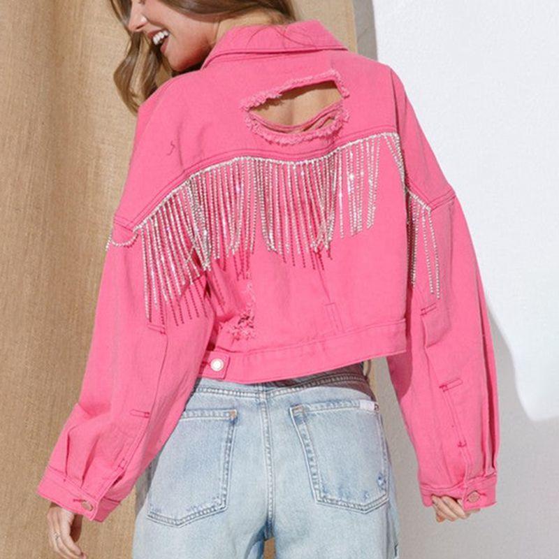 Cropped Collared Neck Dropped Shoulder Denim Jacket - ClubOn