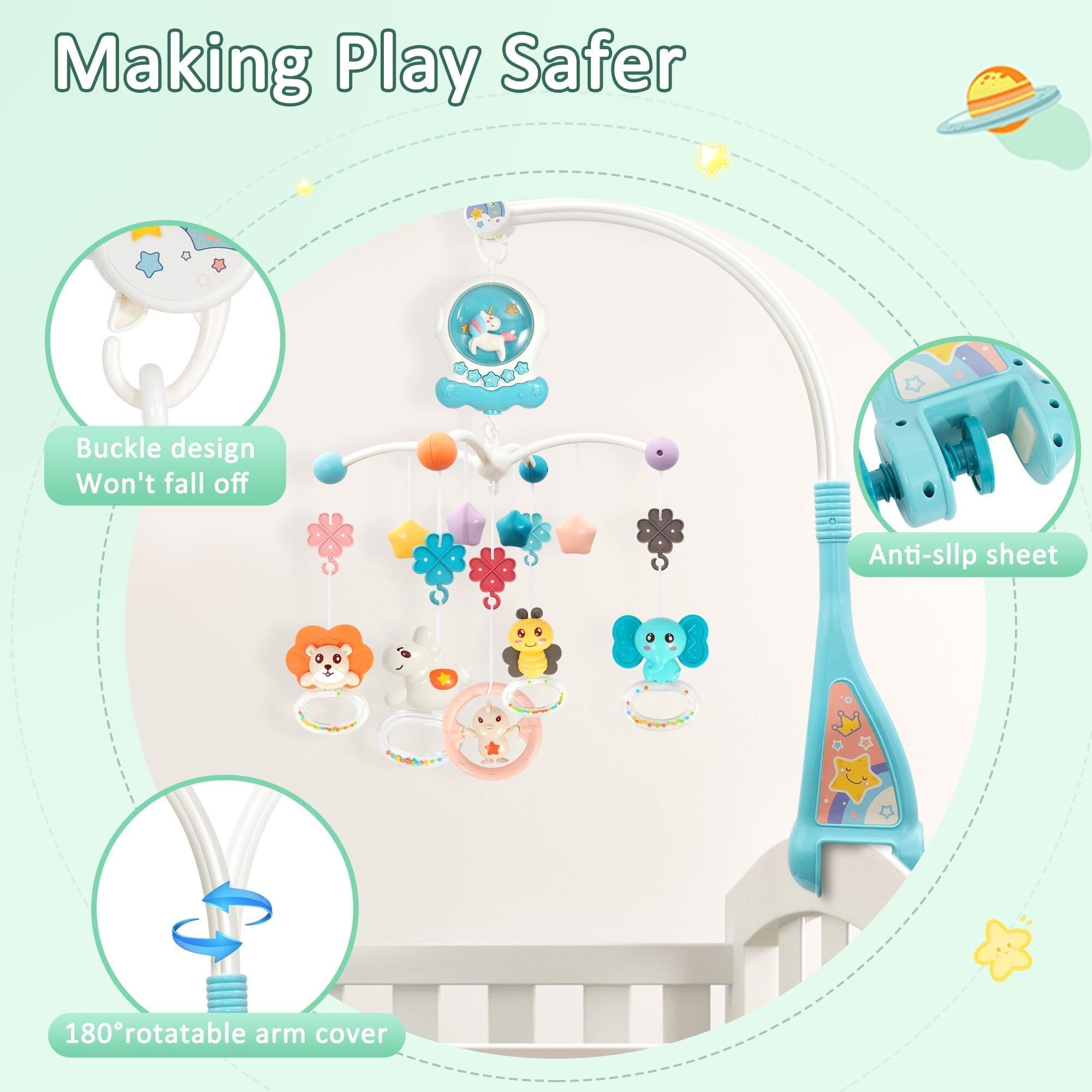 FVLOENG Crib Mobile with Music & Lights, Remote Control, Baby Crib Carousel, 0-6 Months - ClubOn