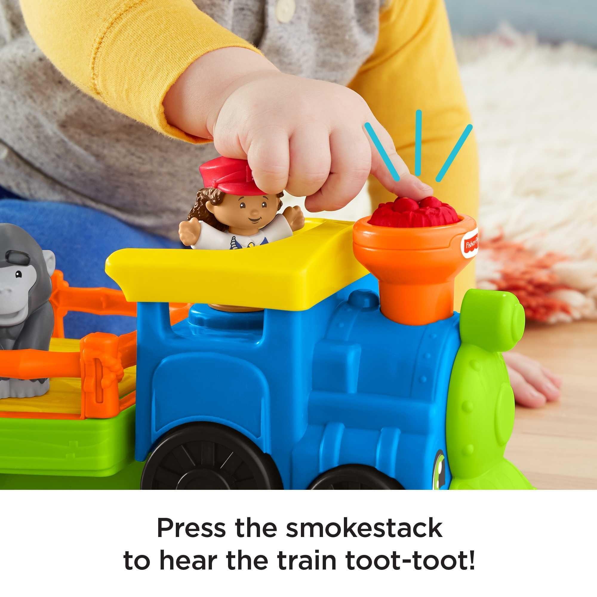 Fisher-Price Little People Choo-Choo Zoo Train with Music and Sounds for Toddlers, 3 Figures - ClubOn