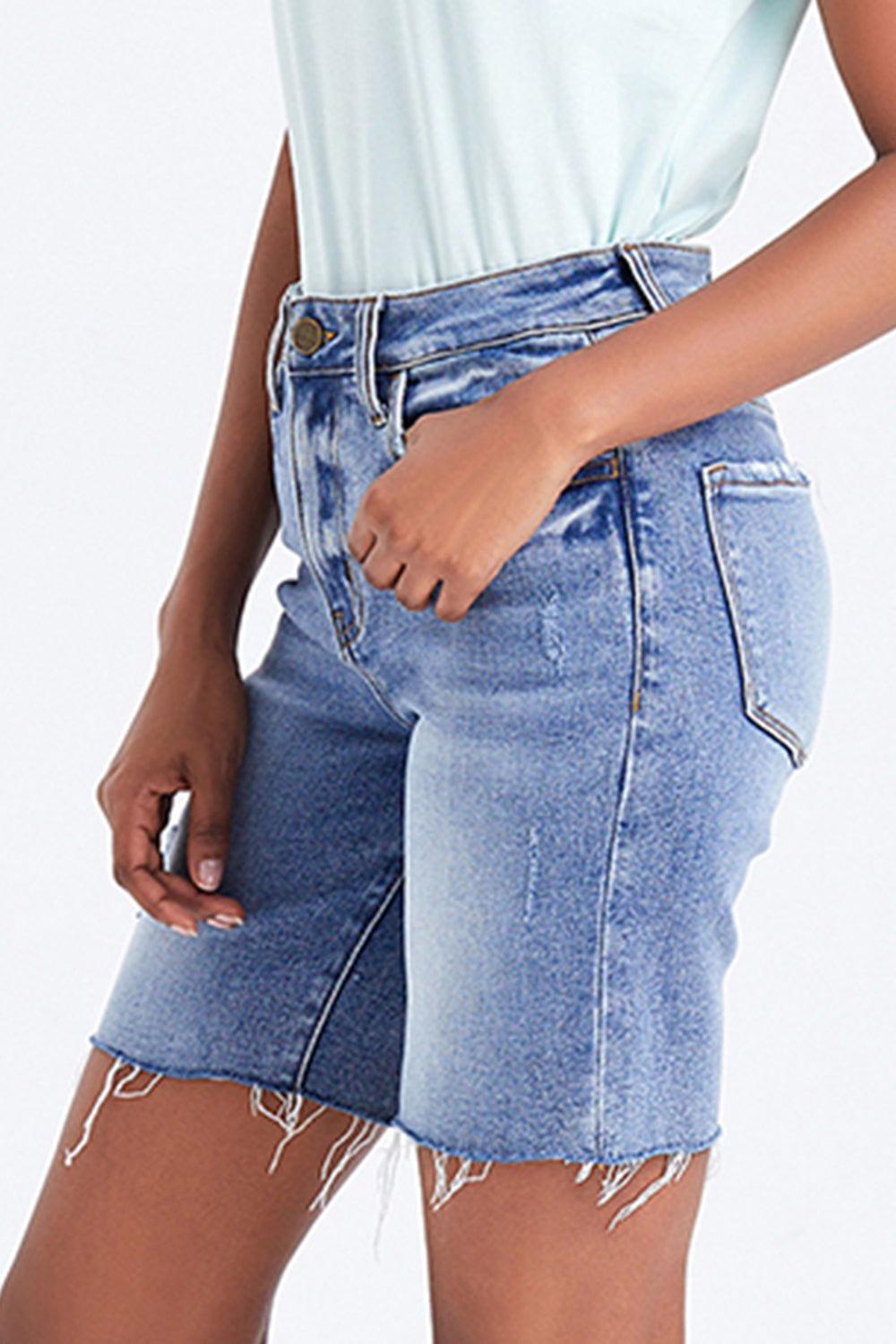 BAYEAS High Rise Denim Shorts - ClubOn