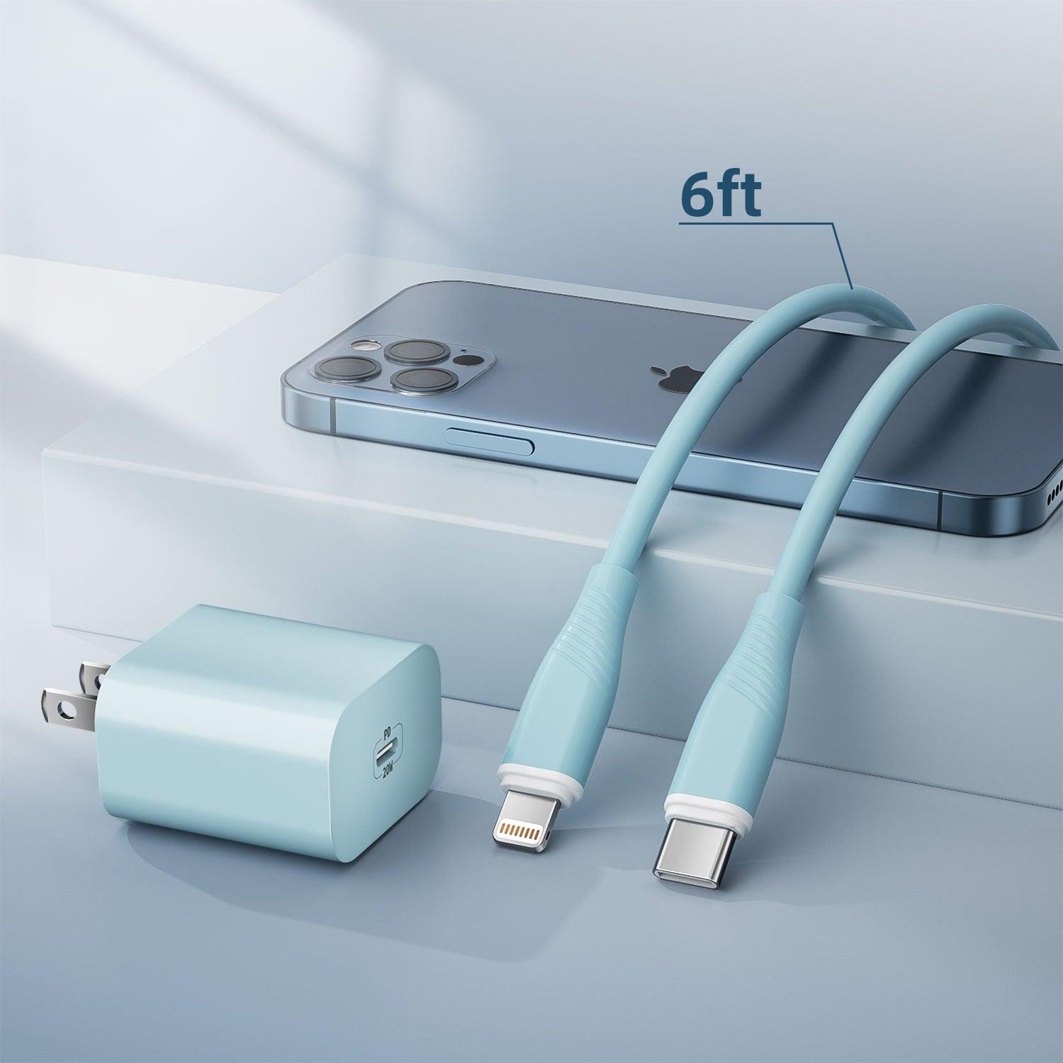 iPhone Charger Fast Charging 20W PD USB-C Wall Charger & 6FT USB C Cable – Compatible with iPhone 14, 13, 12, 11, X, 8, 7 & More - ClubOn