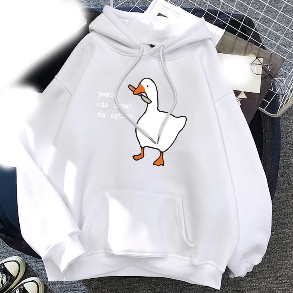 Peace Was Never an Option Goose Print Hoodie - Unisex Streetwear Pullover - ClubOn