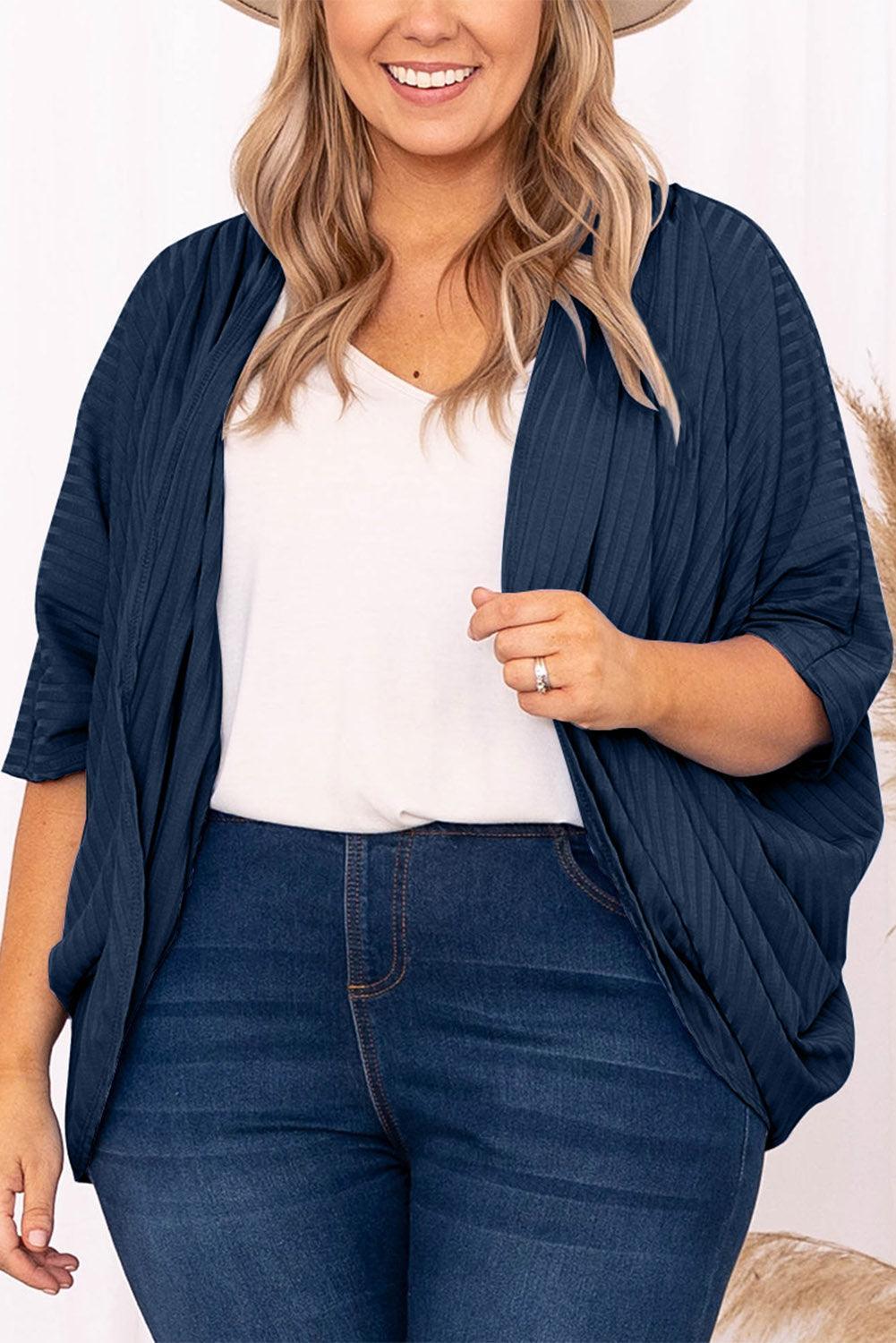 Plus Size Ribbed Cocoon Cover Up - ClubOn