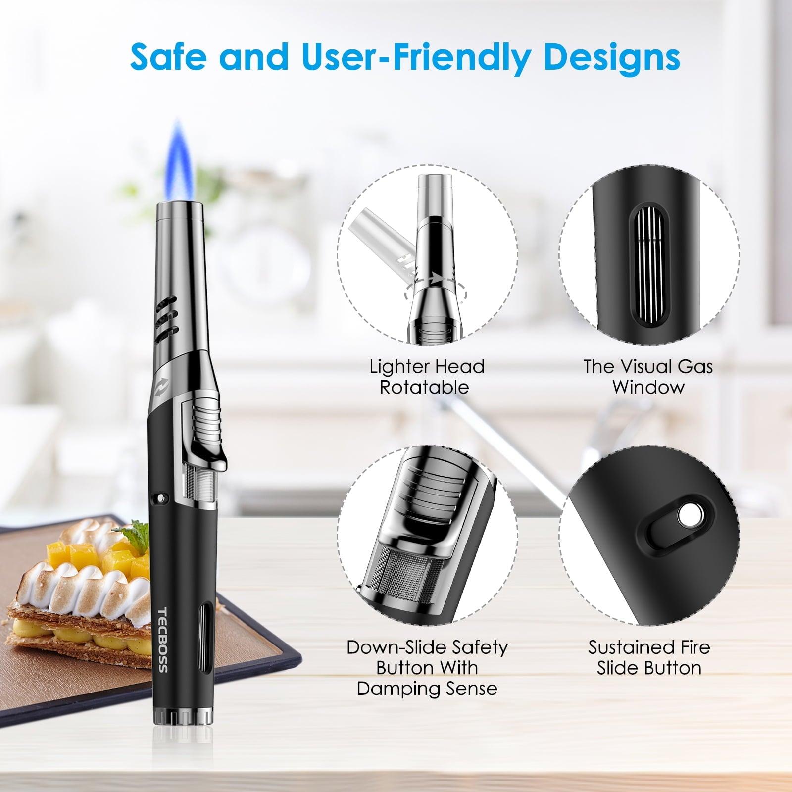 Tecboss Torch Lighters, Butane Jet Flame Refillable Lighter for Grill, BBQ, Candle & Camping - ClubOn