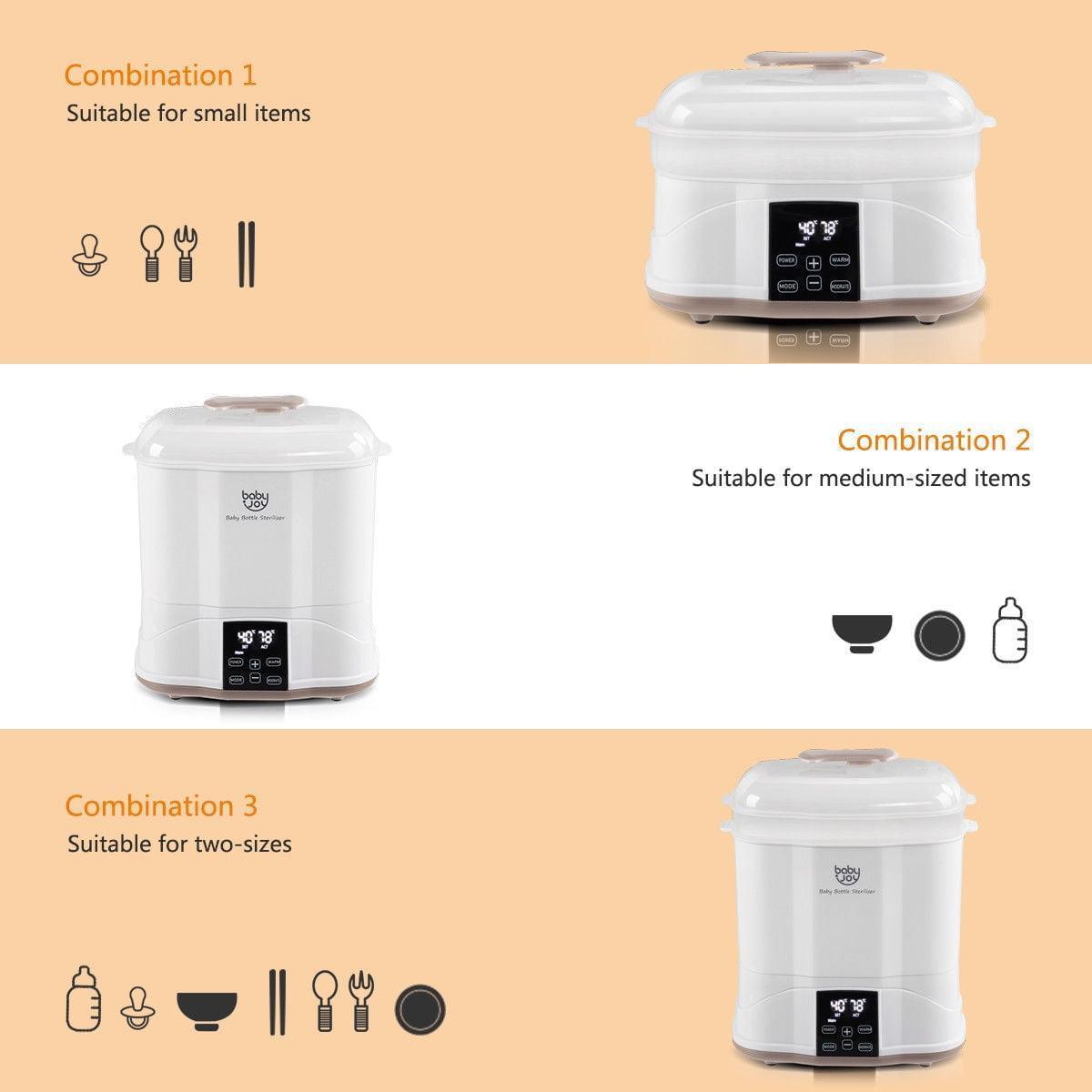 Costway Baby Bottle Electric Steam Sterilizer & Dryer, Milk Warmer with LED Monitor, White - ClubOn