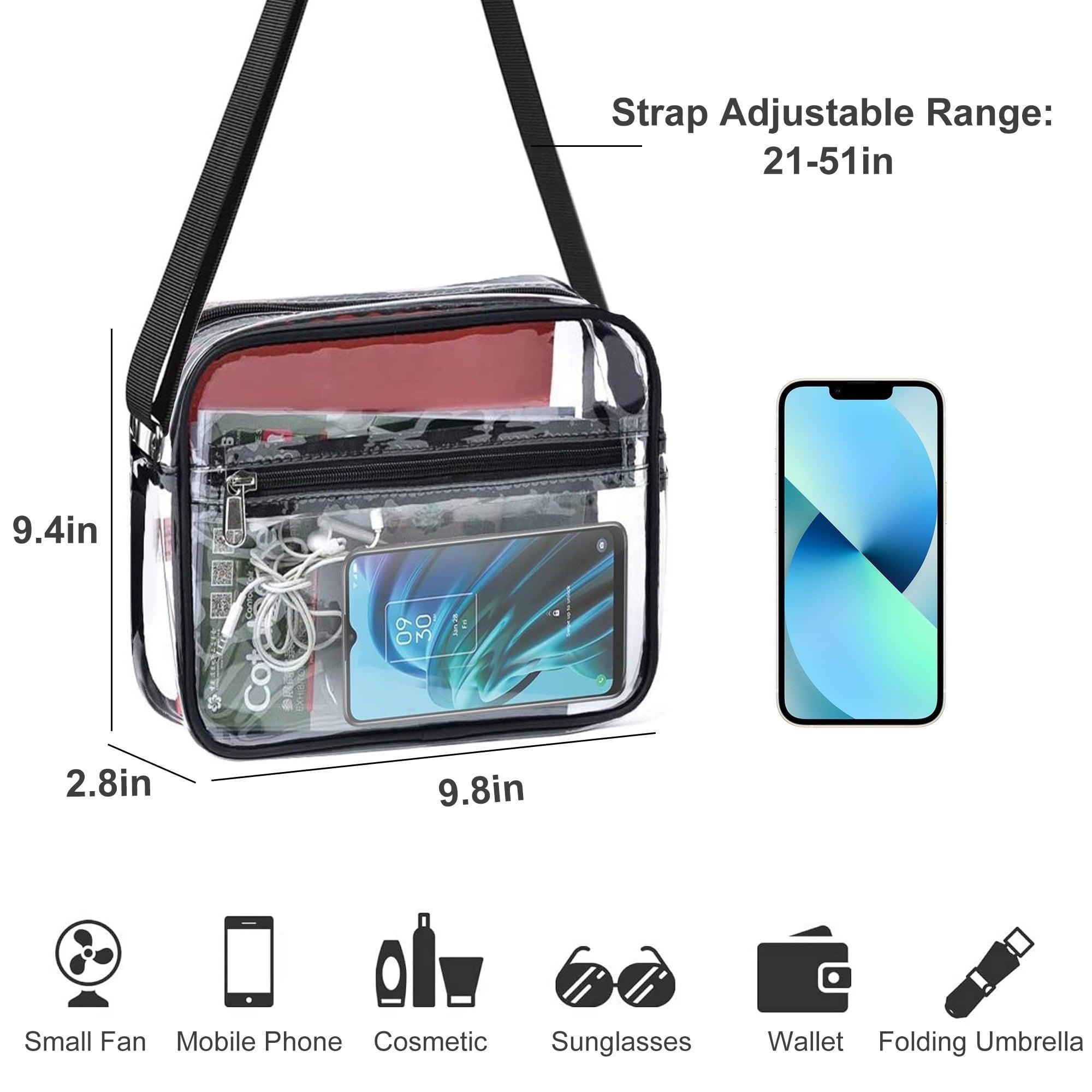 TSV Stadium Approved Clear Crossbody Bag, Waterproof Shoulder Purse with Adjustable Strap for Concerts - ClubOn