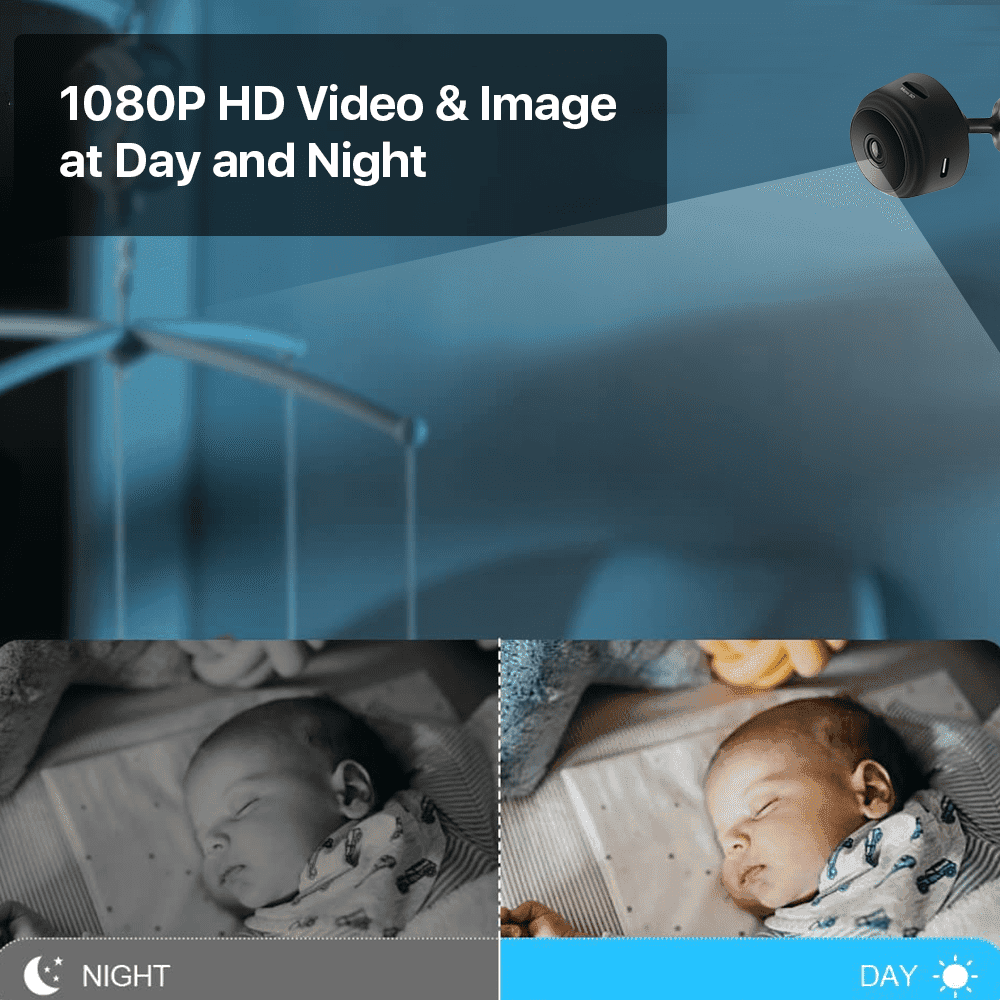 BCOOSS Wireless Home Security Camera – Mini Indoor CCTV, 1080p HD, Night Vision, Wide Angle, WIFI Surveillance - ClubOn