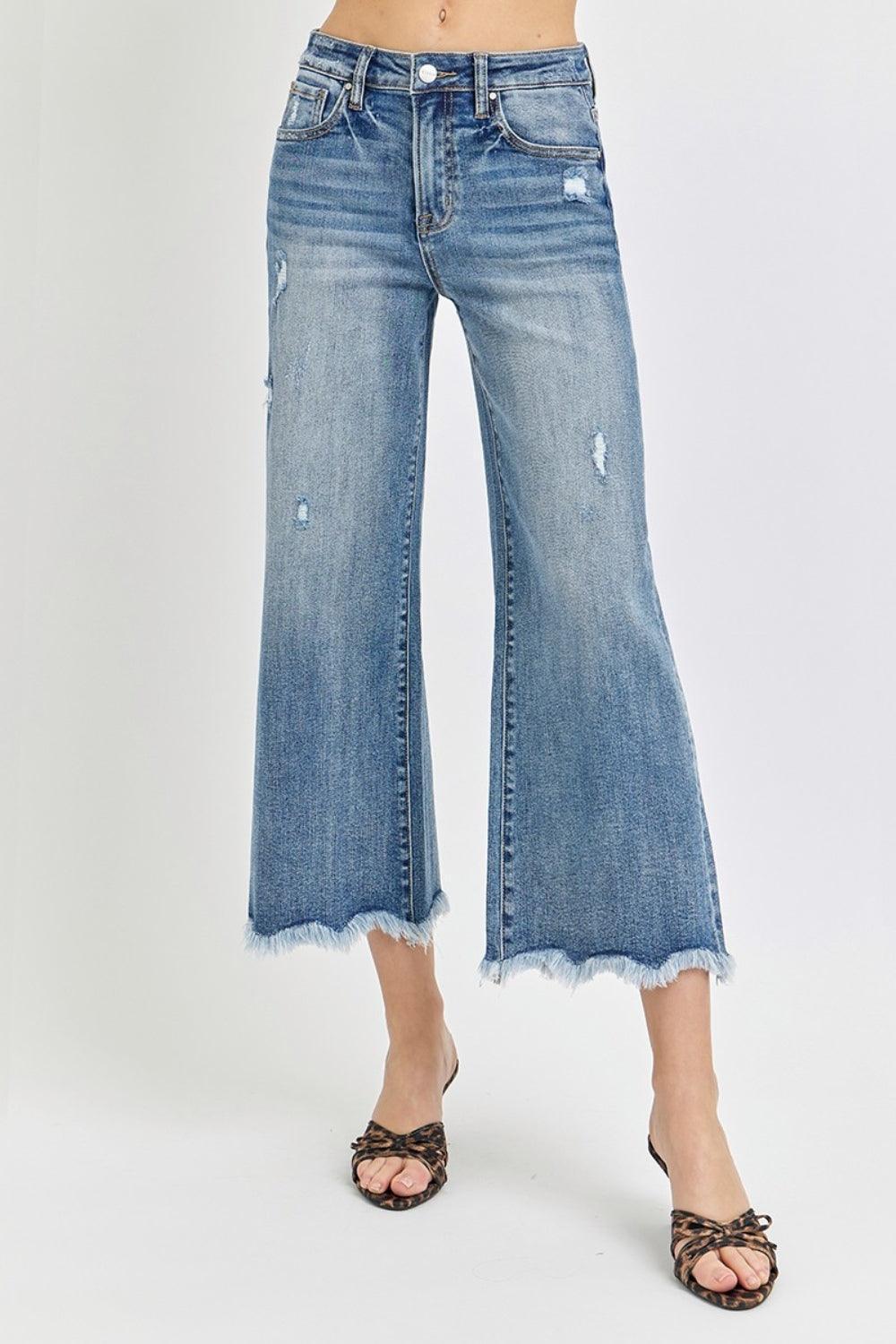 Risen High Rise Cropped Flare Jeans - ClubOn
