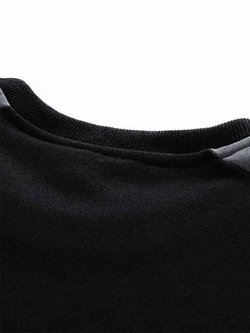 Men's Raglan Sleeve Sweatshirt - Fashionable Contrast Round Neck for Autumn & Winter - ClubOn