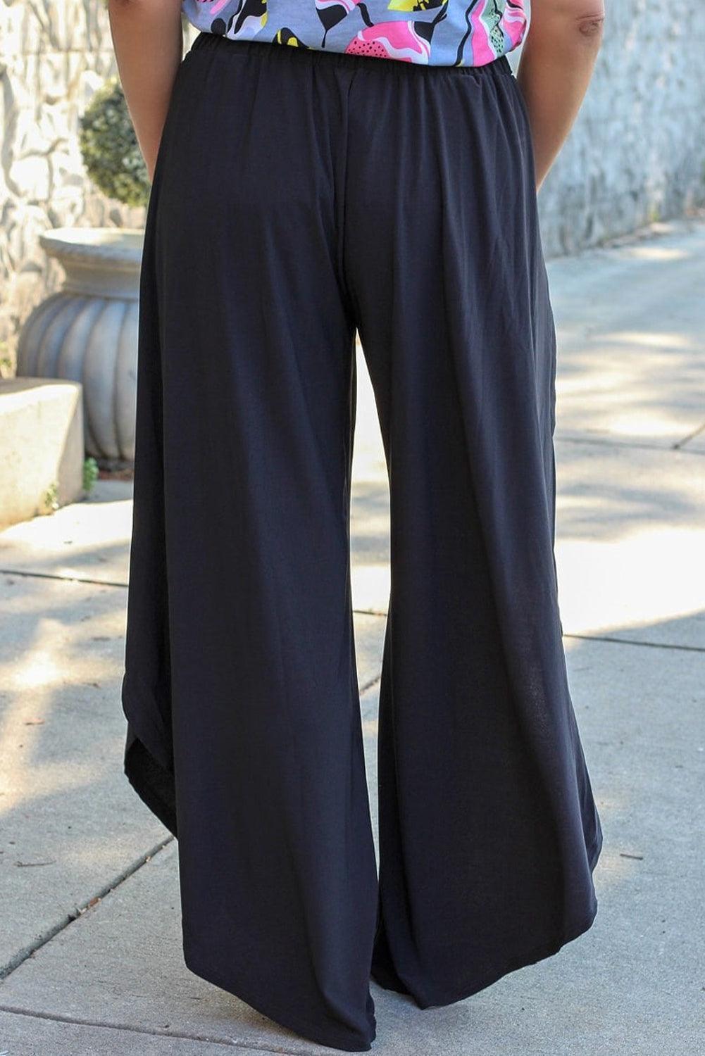 Plus Size Tie Front Wide Leg Pants - ClubOn