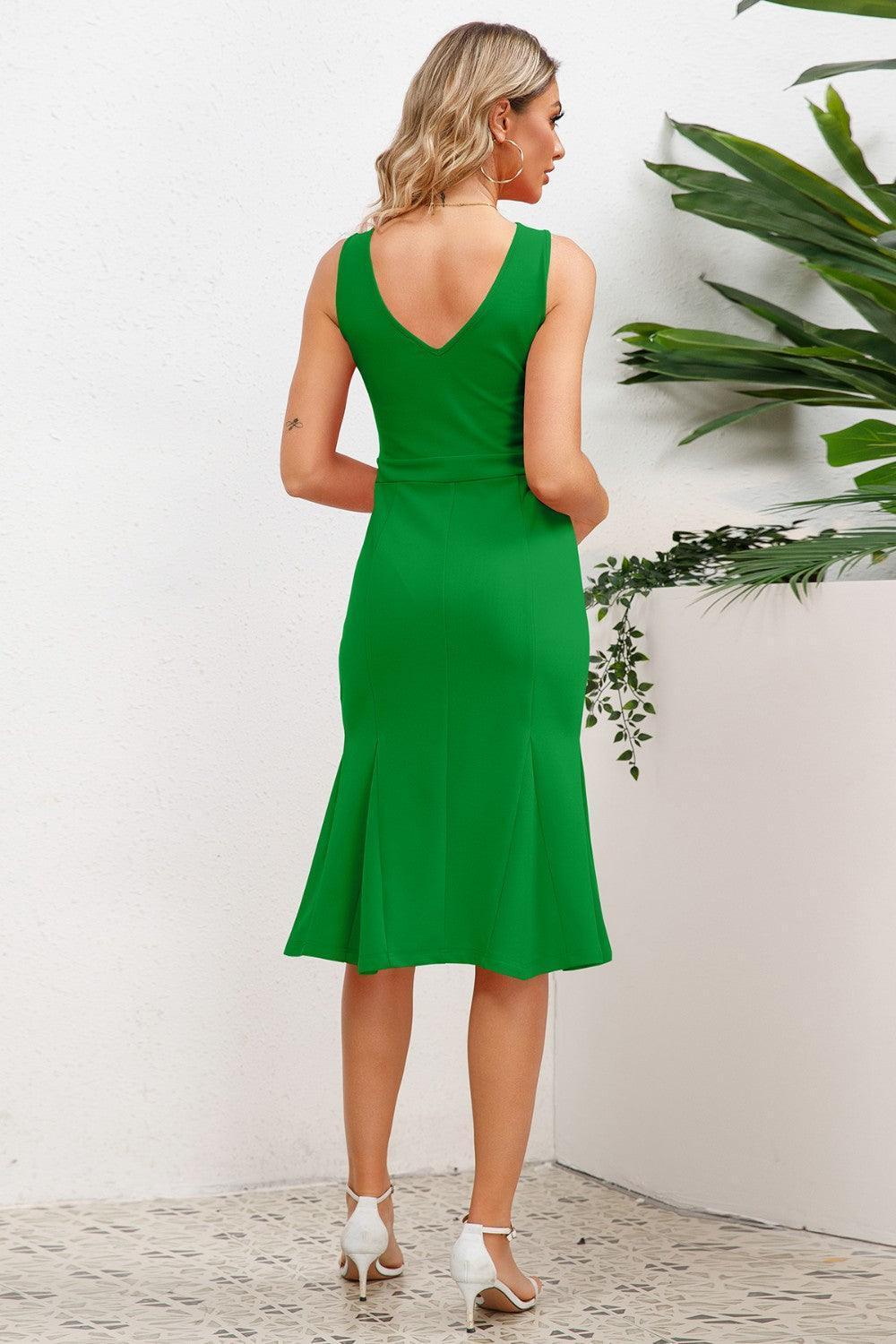 Wide Strap Wrap Fishtail Dress - ClubOn