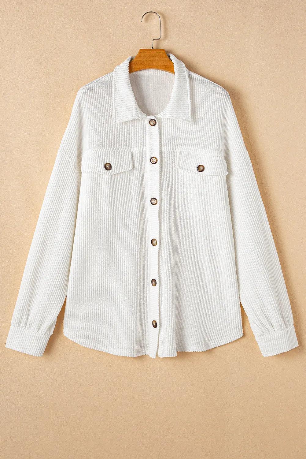 Plus Size Button Up Long Sleeve Jacket - ClubOn