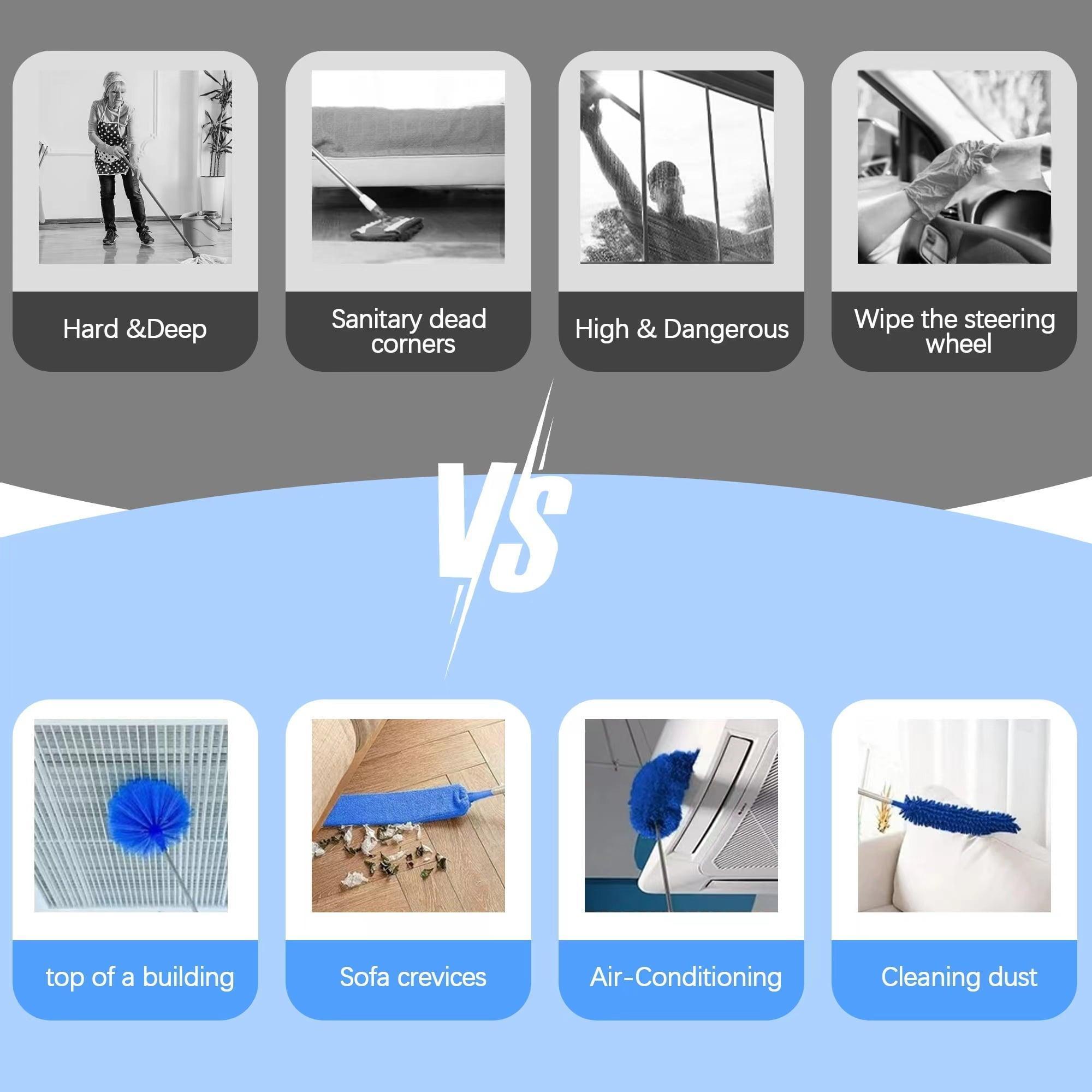 Cleanse Home 8PCS Microfiber Duster Set with Detachable Extension Pole (30-100