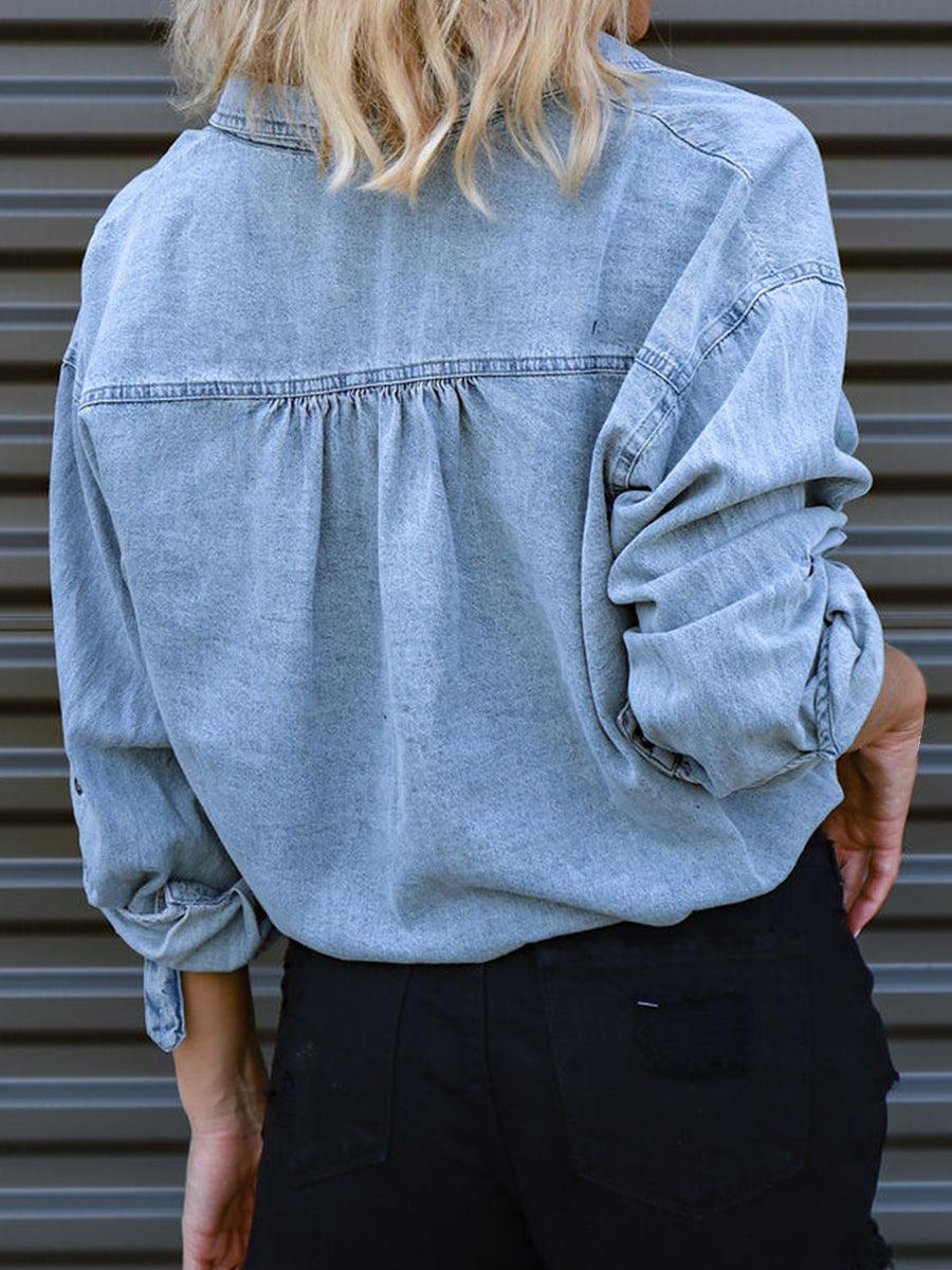 Tie Detail Denim Top - ClubOn