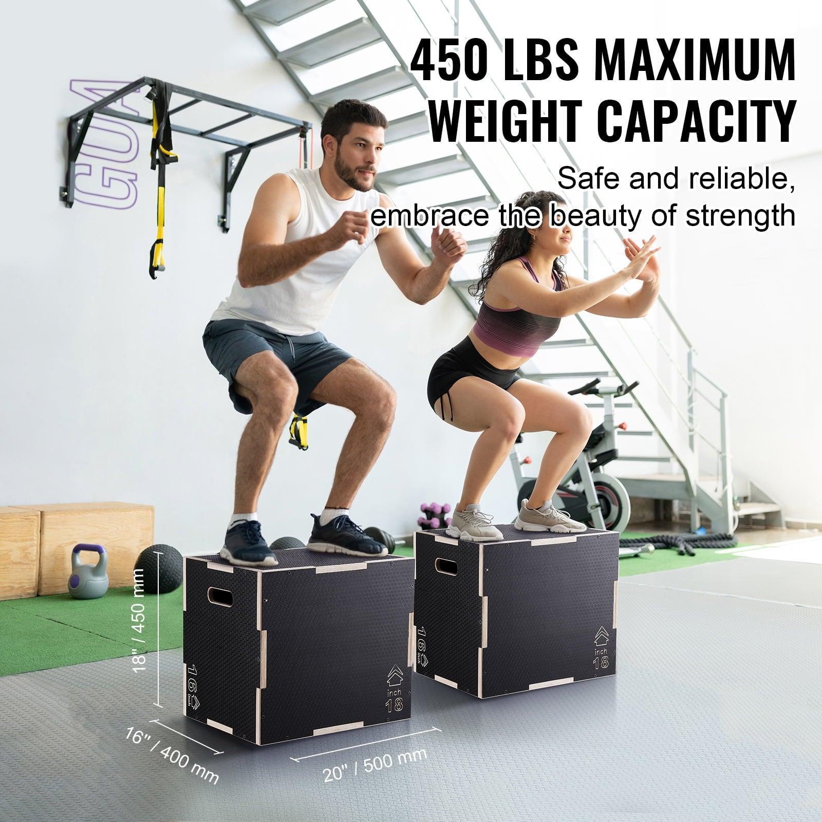 SKYSHALO 3-in-1 Plyo Jump Box – 20/18/16-Inch Heights, Wooden Construction, Anti-Slip Surface for Home Gym & Conditioning - ClubOn