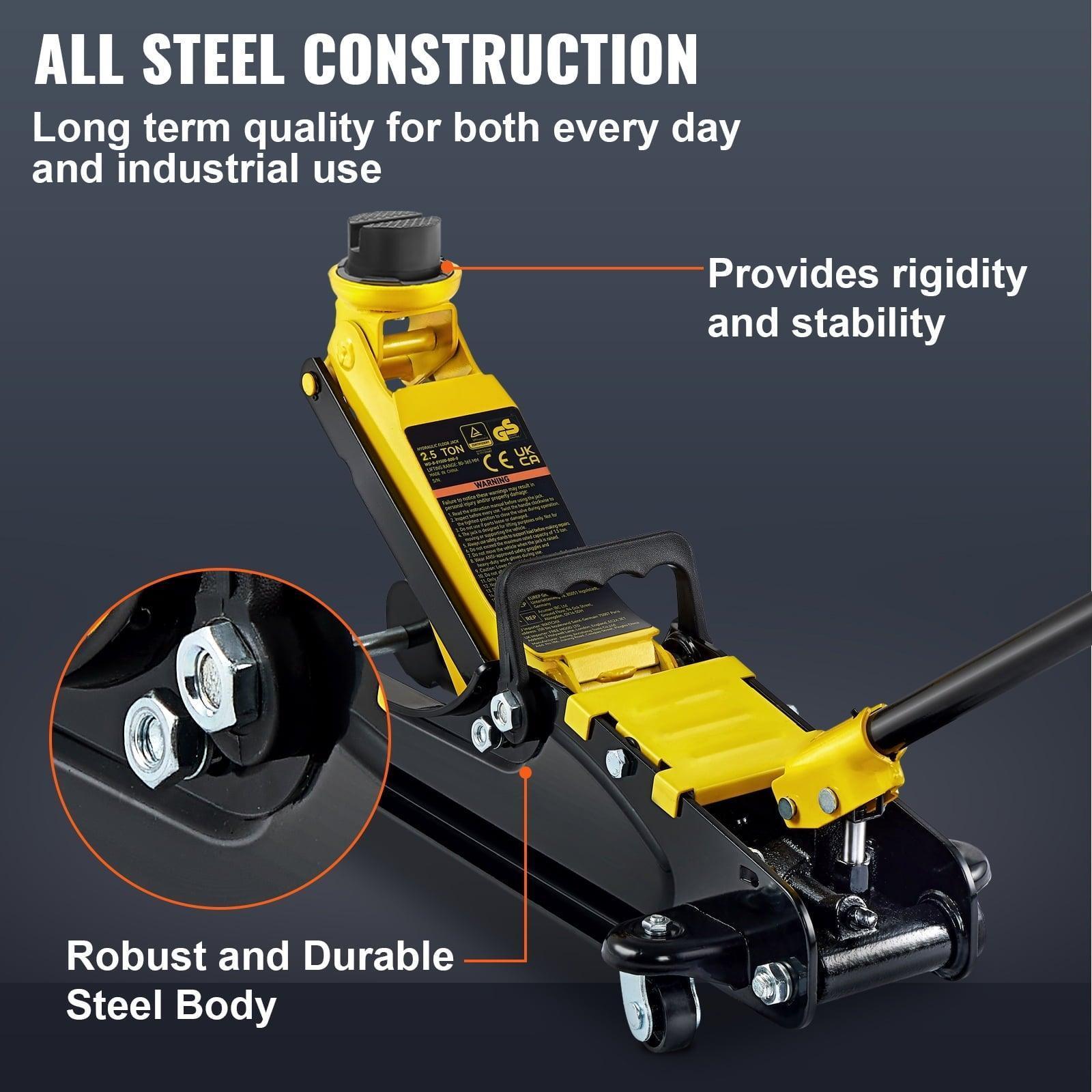 SKYSHALO Low Profile Floor Jack - 2.5 Ton Slim Steel Racing Lift, 3.35