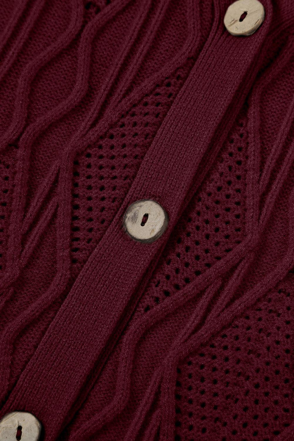 Plus Size Cable-Knit Button Up Sweater - ClubOn