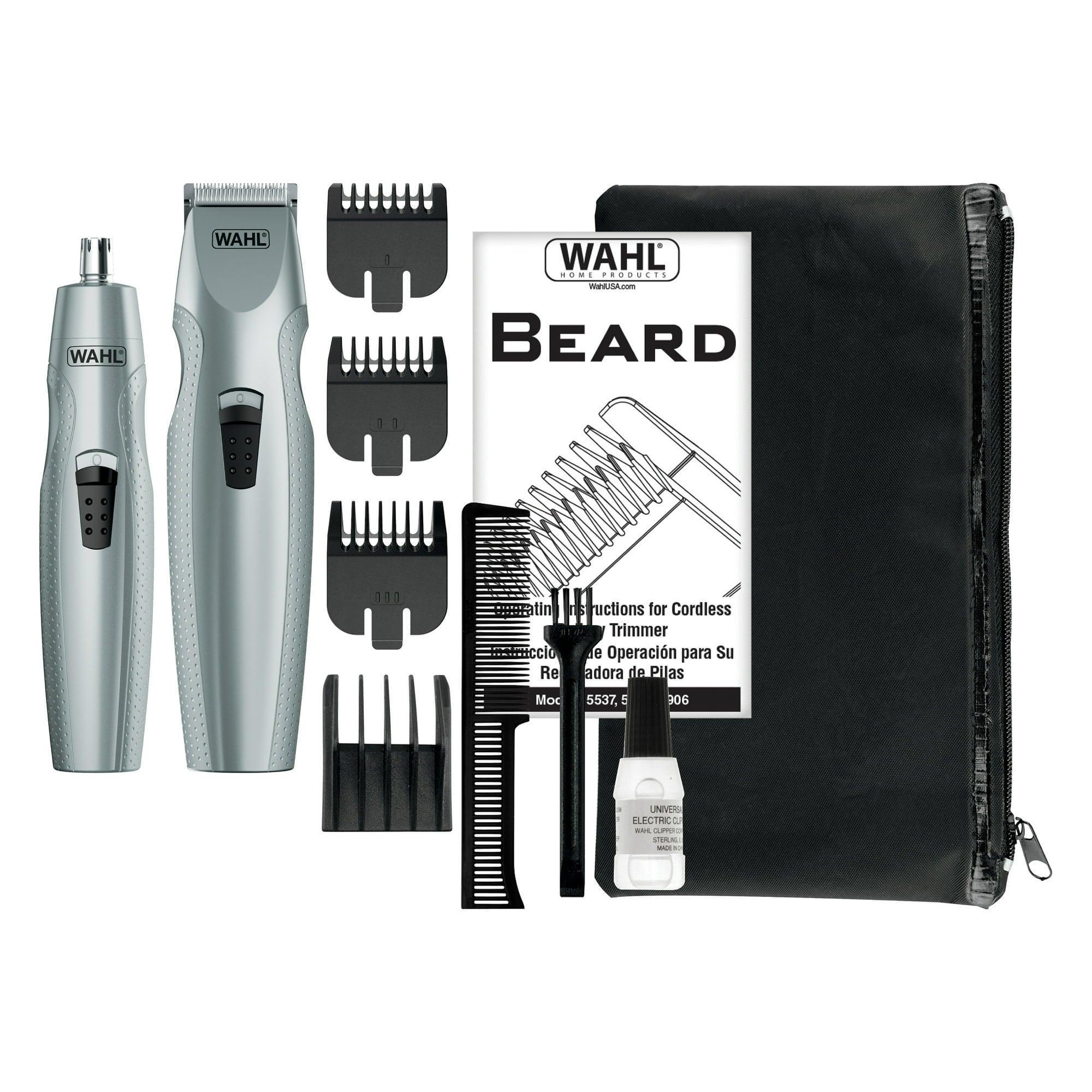 Wahl Mustache Men's Multi-Groomer, Battery Beard Trimmer, Silver, 12pc - Model 5606-700 - ClubOn