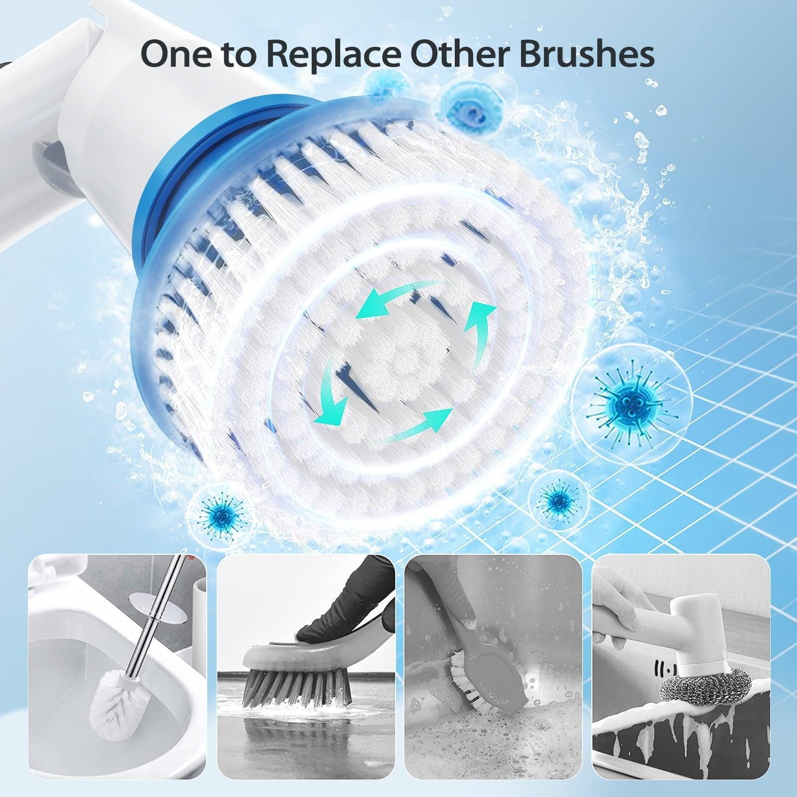InnOrca Electric Spin Scrubber 2024, Cordless Power Cleaning Brush with 7 Replacement Brush Heads & Extension Arm for Bathtub, Grout, Tile & Floor - ClubOn