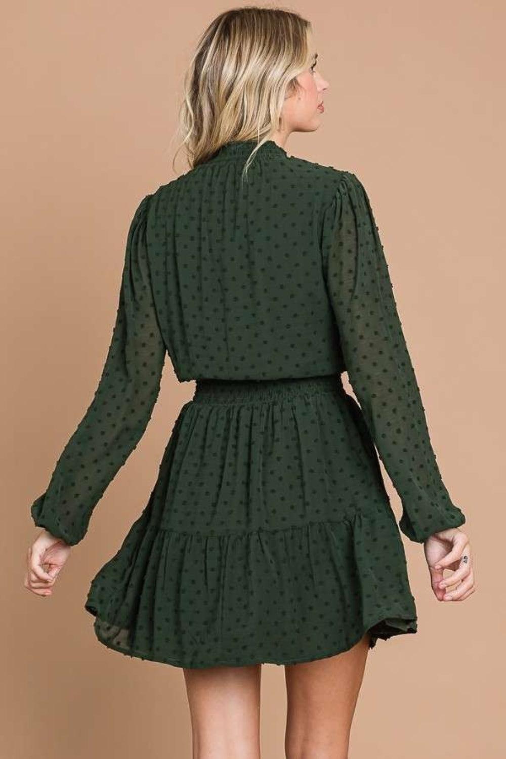 Culture Code Swiss Dot Smock Neck Mini Dress with Pockets - ClubOn