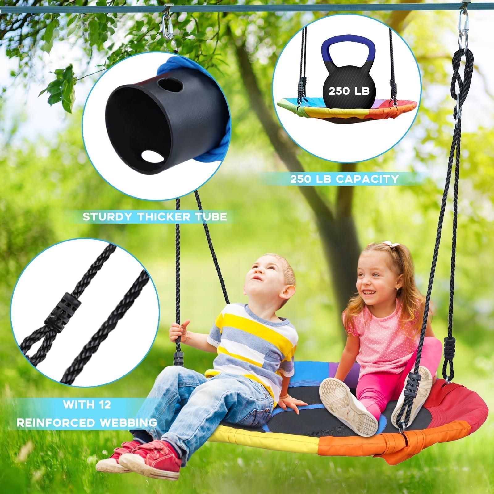 HAPFAN 50ft Ninja Warrior Obstacle Course – Slackline, Monkey Bars, and Saucer Swing for Backyard Adventure, Kids Outdoor Play - ClubOn