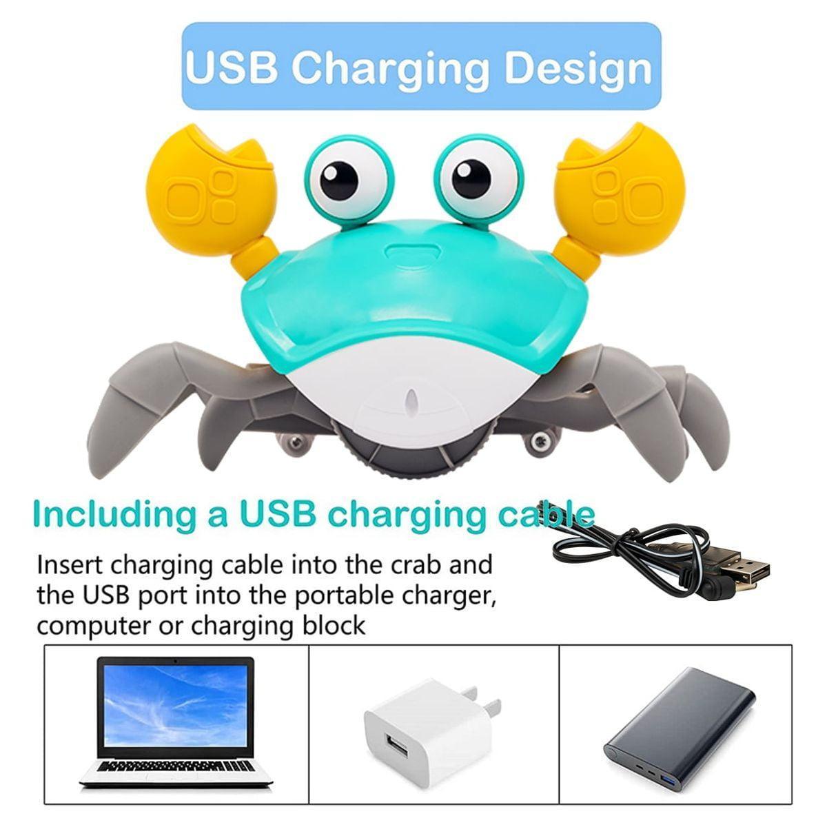 Crawling Crab Baby Toy with Music & Lights, Obstacle Avoidance, Walking Crab Toy for Toddlers 1+ Years - ClubOn