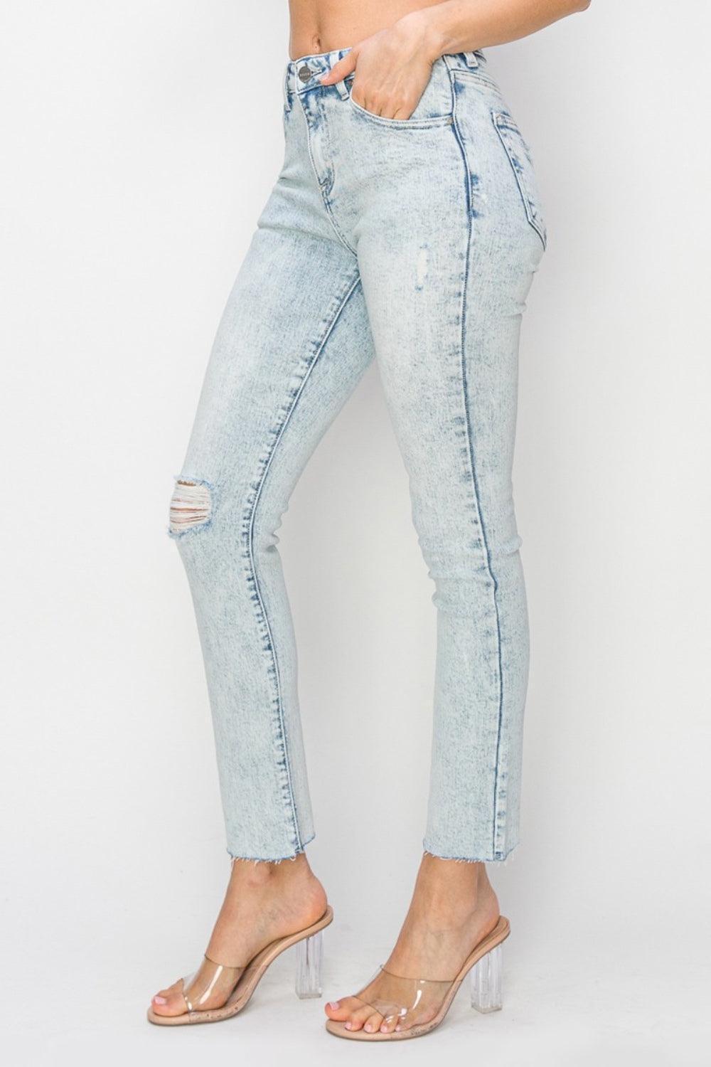 Risen Full Size High Rise Distressed Skinny Jeans - ClubOn