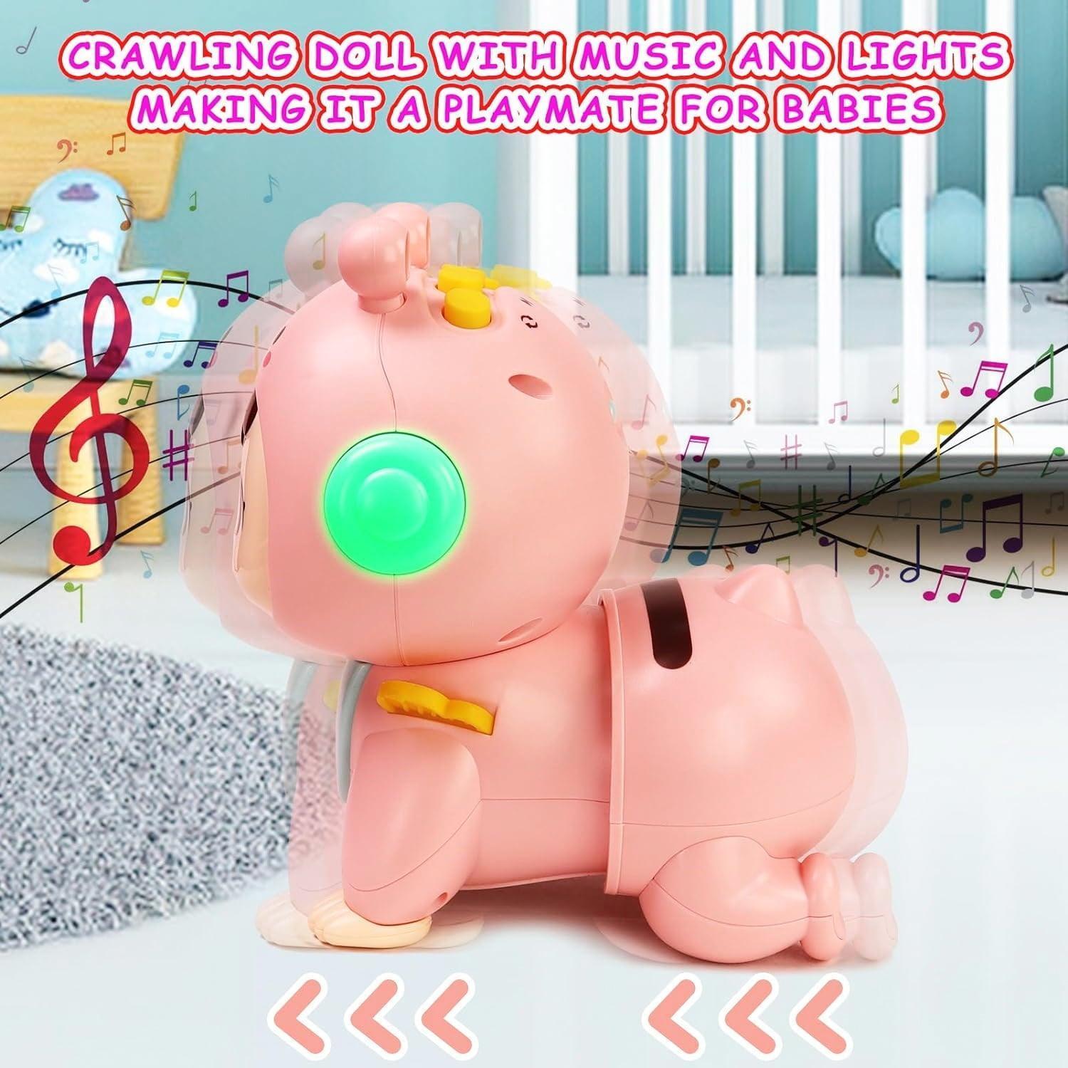 Crawling Musical Baby Toys for 6-12 Months, Tummy Play Time, Learn Crawl Walk, Christmas Gifts for Boys & Girls - ClubOn