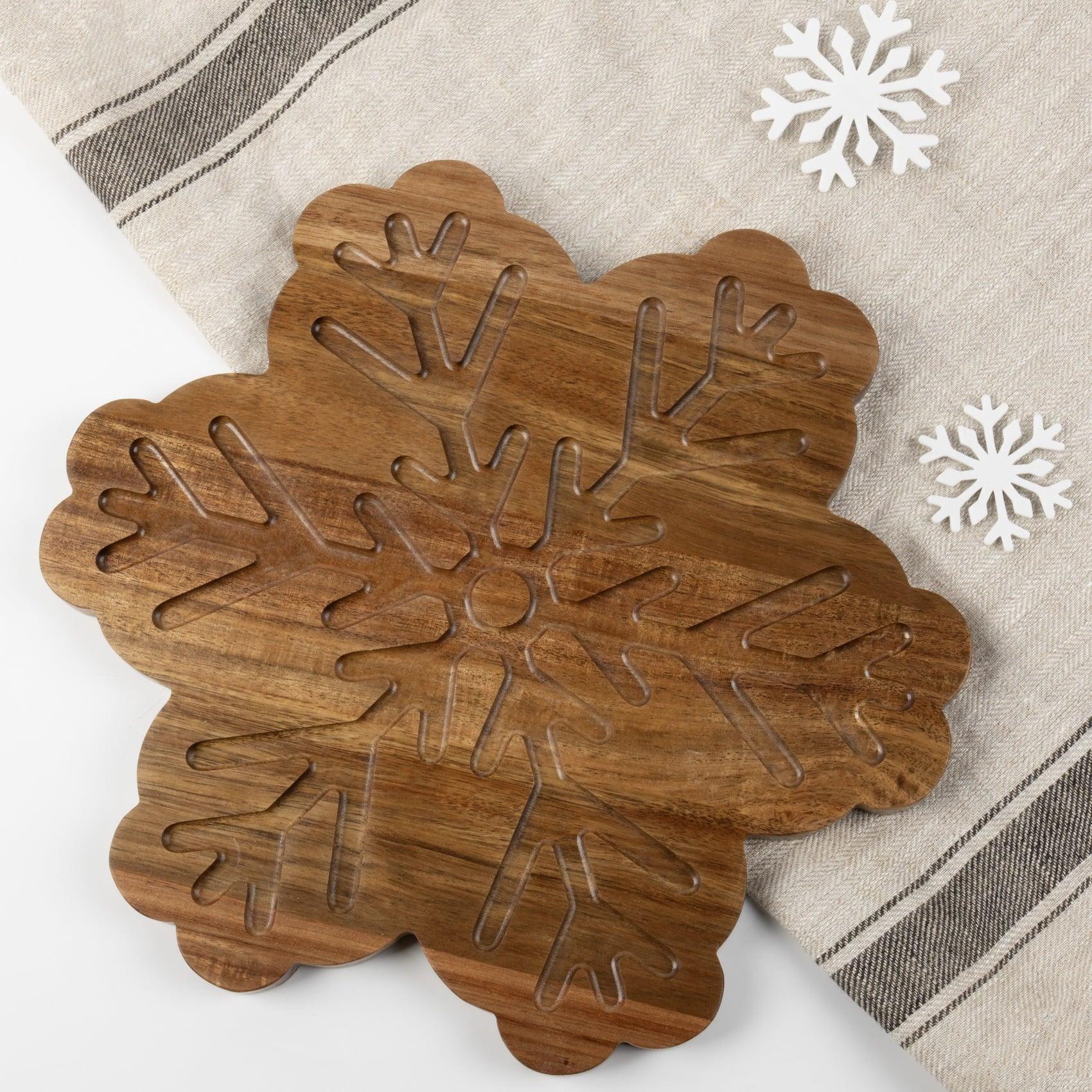 Holiday Time Acacia Wood Snowflake Board, 12 x 11.18 - ClubOn