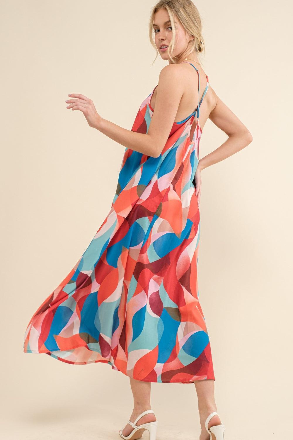 And the Why Printed Crisscross Back Cami Dress - ClubOn