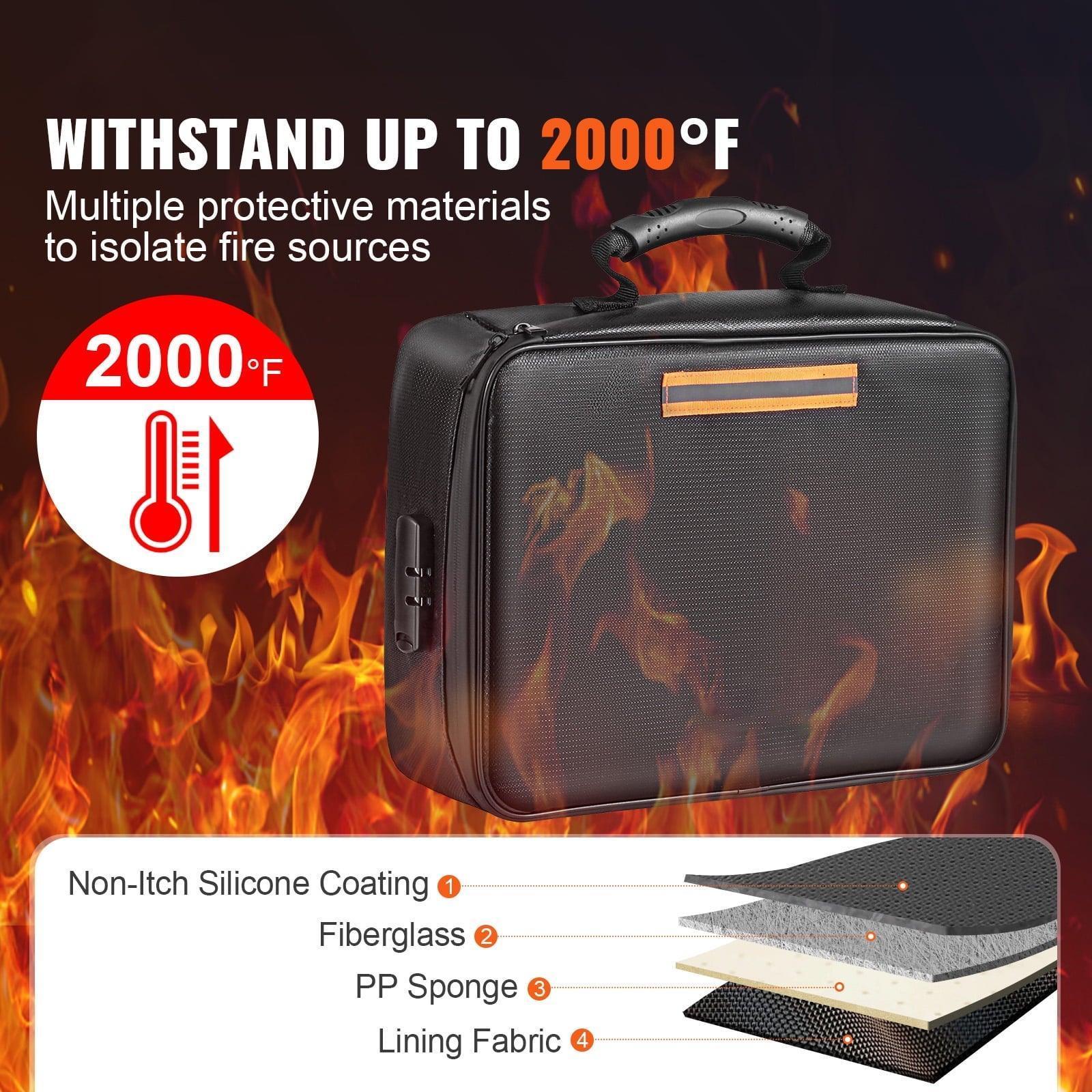 SKYSHALO Fireproof Document Bag with Lock & Zipper Closure – Safe Storage for Money, Documents, Jewelry, Passport (14.17