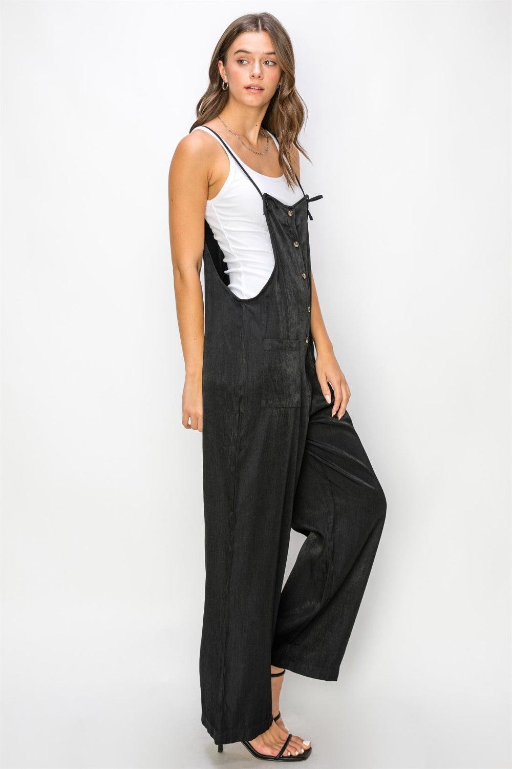 HYFVE Half Button Sleeveless Straight Jumpsuit - ClubOn