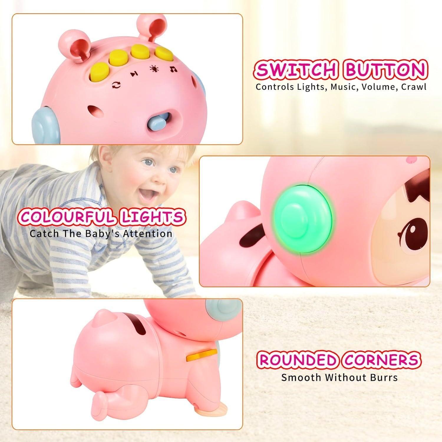 Crawling Musical Baby Toys for 6-12 Months, Tummy Play Time, Learn Crawl Walk, Christmas Gifts for Boys & Girls - ClubOn