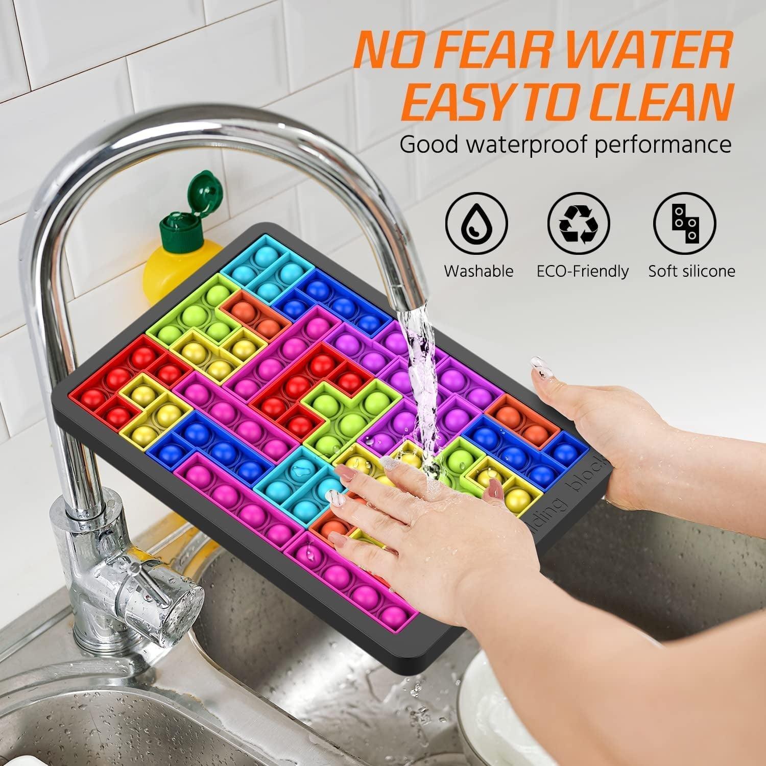 Jeexi Pop Push It Interactive Puzzle Game – Tetris Stress Relief Sensory Popper Toy for Kids & Adults, Multicolor Push Pop Bubble Fidget Game – Christmas Gift & Stocking Stuffer - ClubOn