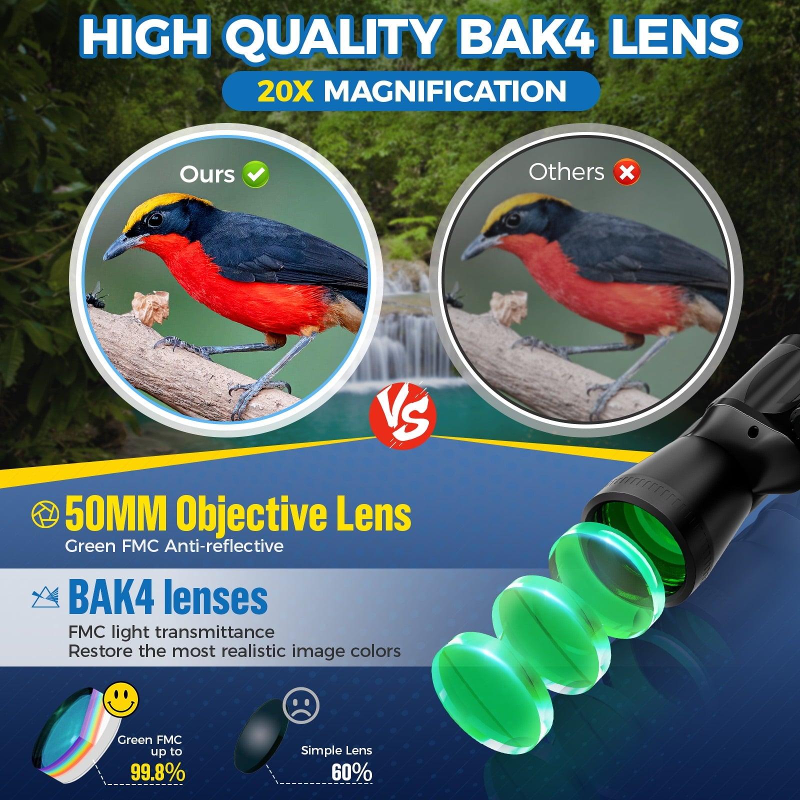 BEBANG 20x50 HD Binoculars for Adults - Waterproof for Bird Watching, Hunting & Camping - ClubOn