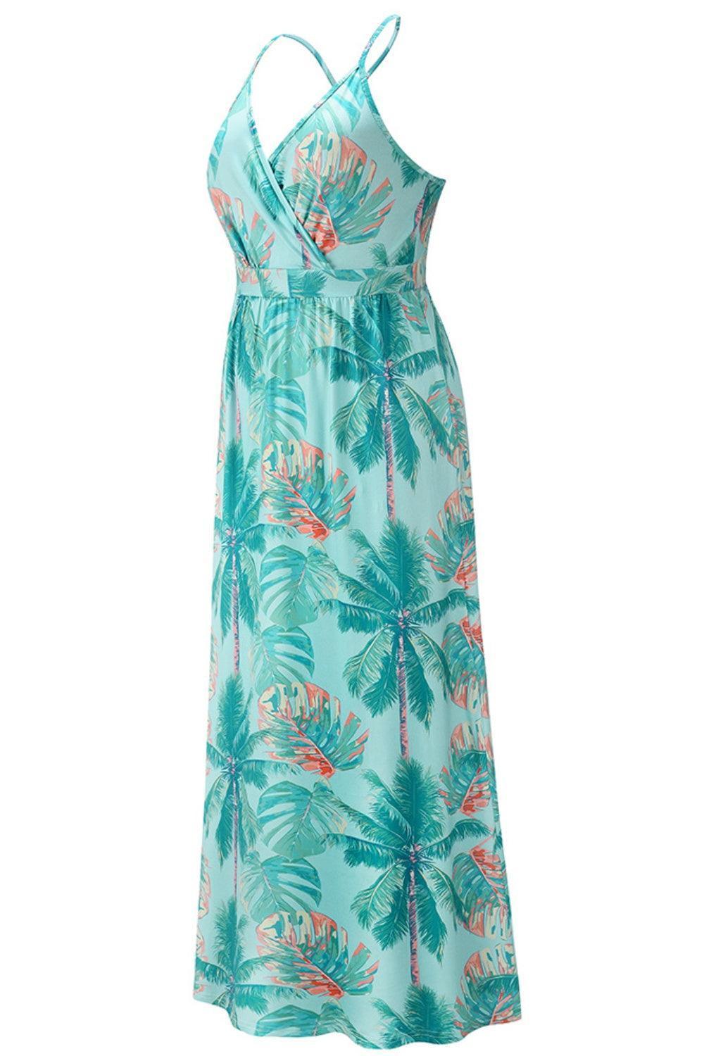 Crisscross Printed Surplice Cami Dress - ClubOn