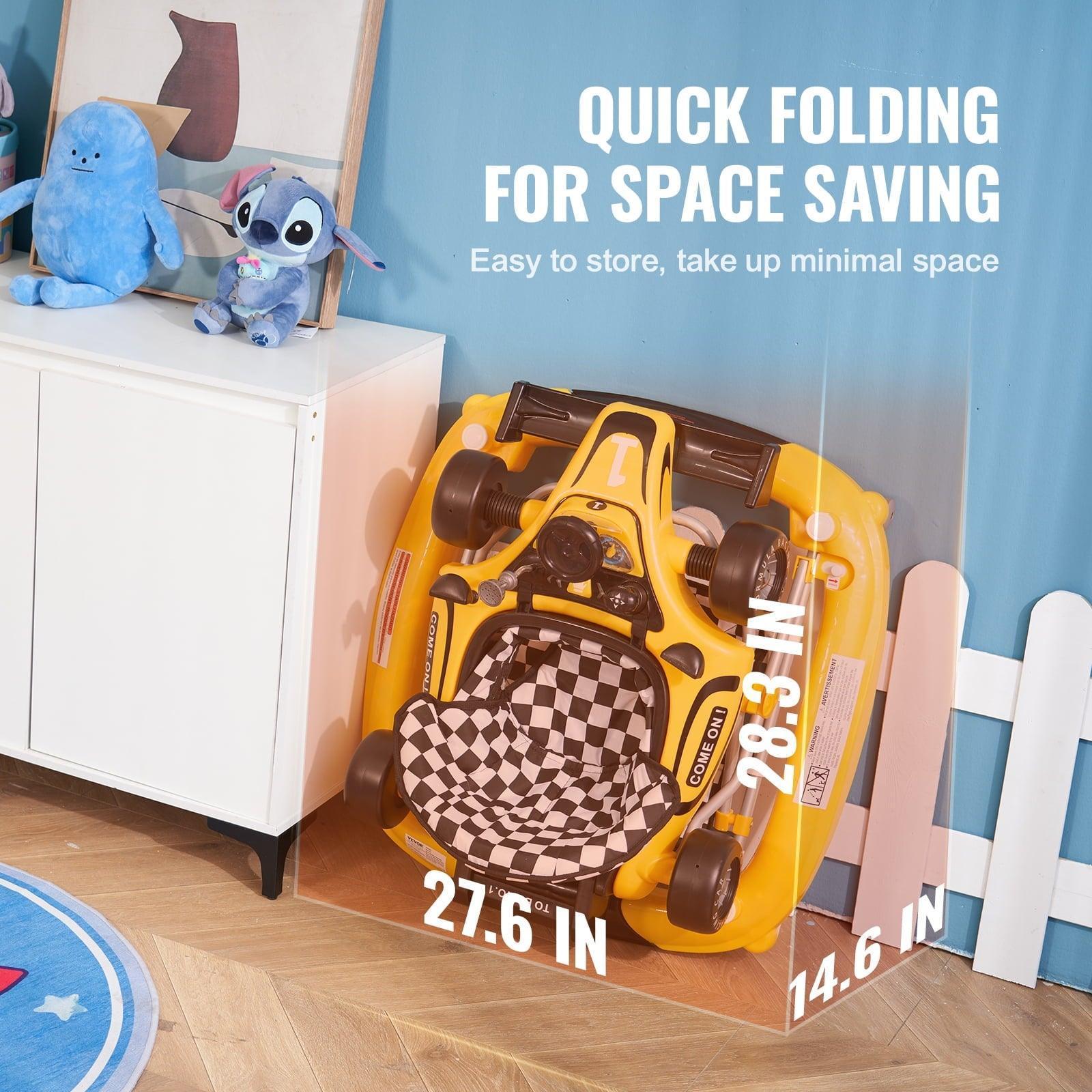 SKYSHALO 4-in-1 Baby Walker – Foldable, Height Adjustable with Wheels & Steering Wheel (6-24 Months) - ClubOn