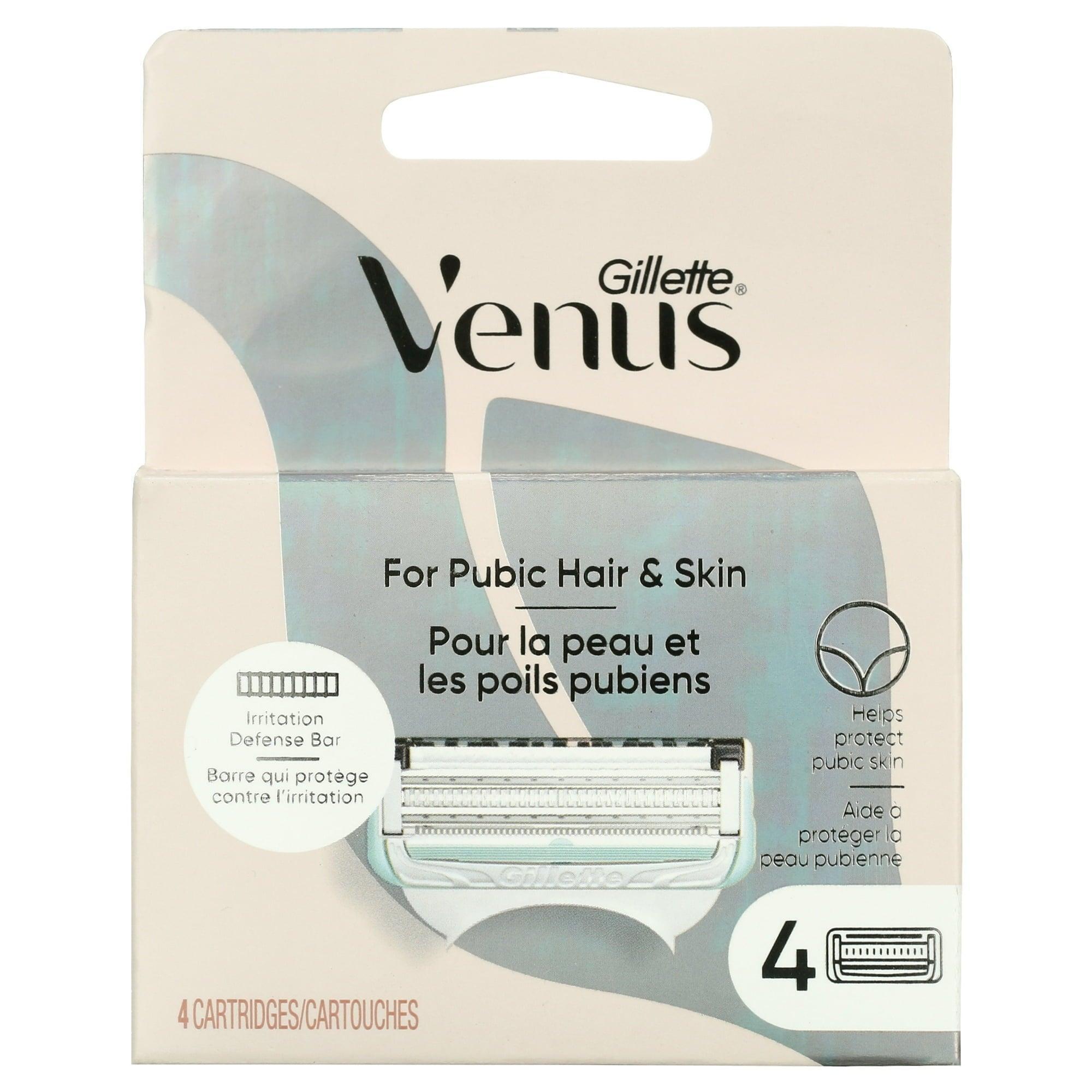 Gillette Venus for Pubic Hair and Skin, Women's Razor Blades, 4 Refills, White - ClubOn