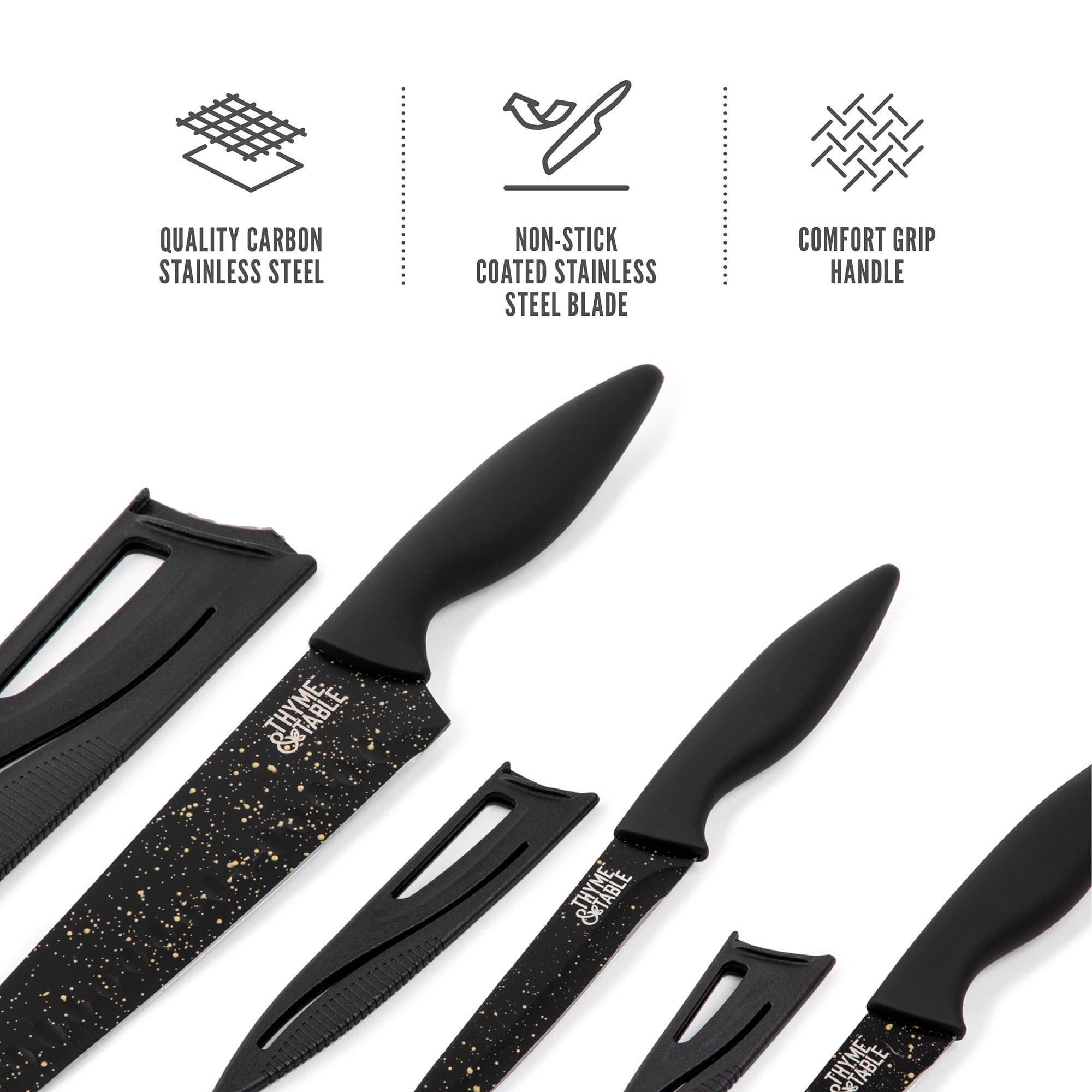 Thyme & Table Non-Stick Coated High Carbon Stainless Steel Speckled Kitchen Knives, 3-Piece Set - ClubOn