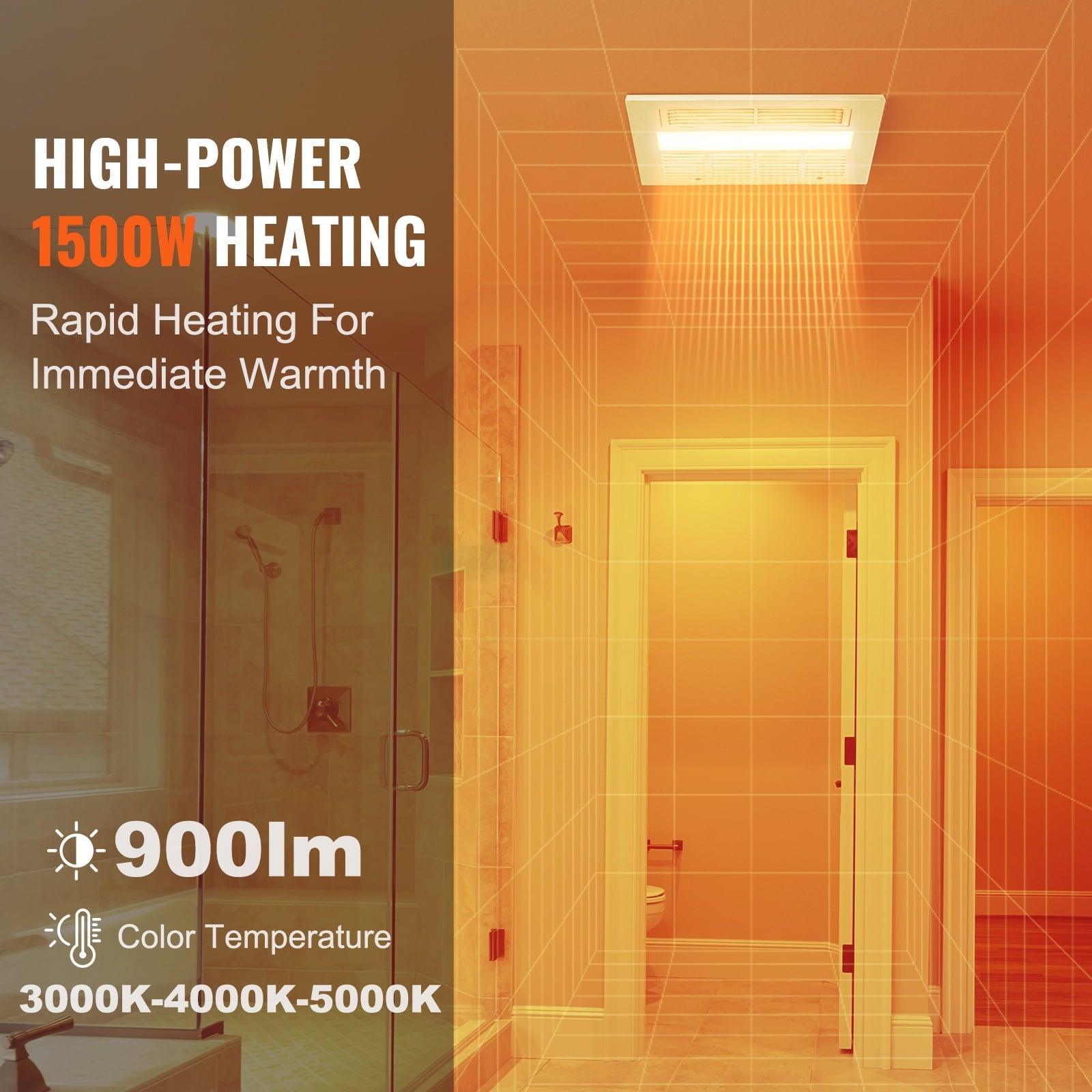 SKYSHALO Bathroom Vent Fan – 1500W Heater, 110 CFM, Quiet 1.5 Sones, Energy Efficient, Ceiling Mounted - ClubOn