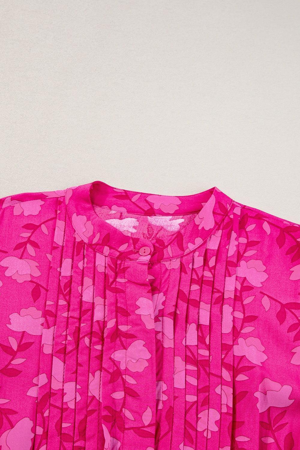 Drawstring Printed Short Sleeve Midi Dress - ClubOn