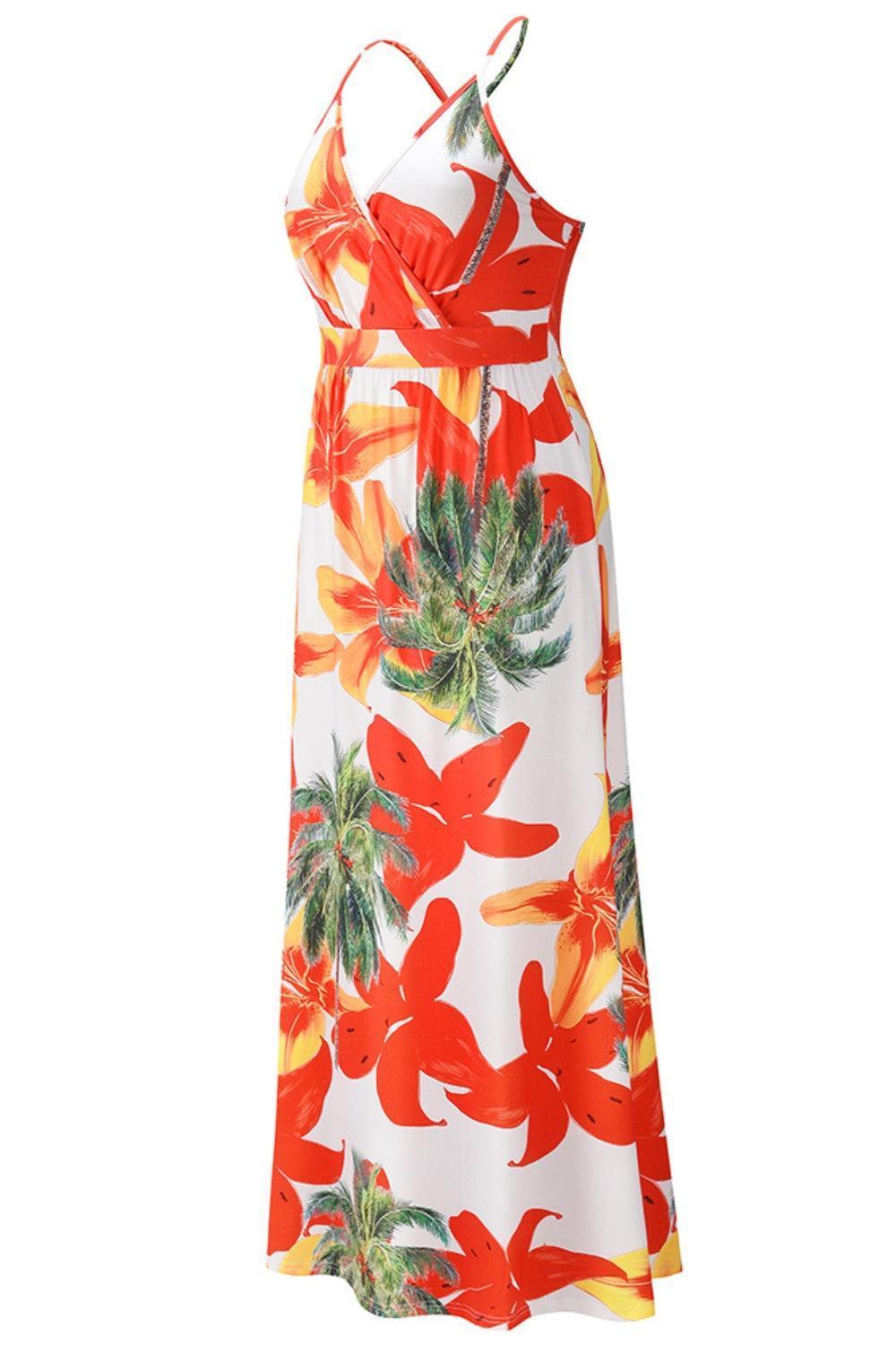 Crisscross Printed Surplice Cami Dress - ClubOn